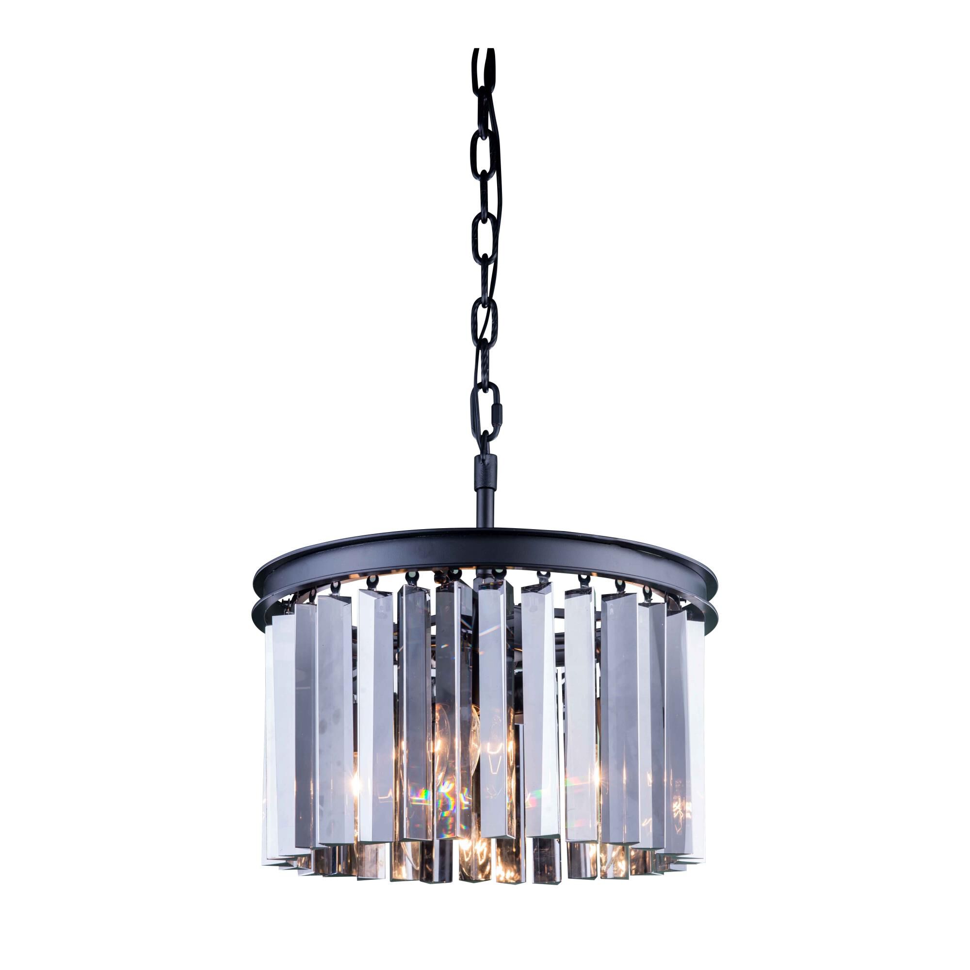 Shown in Matte Black finish and Royal Cut crystal and Silver Shade (Grey) accent