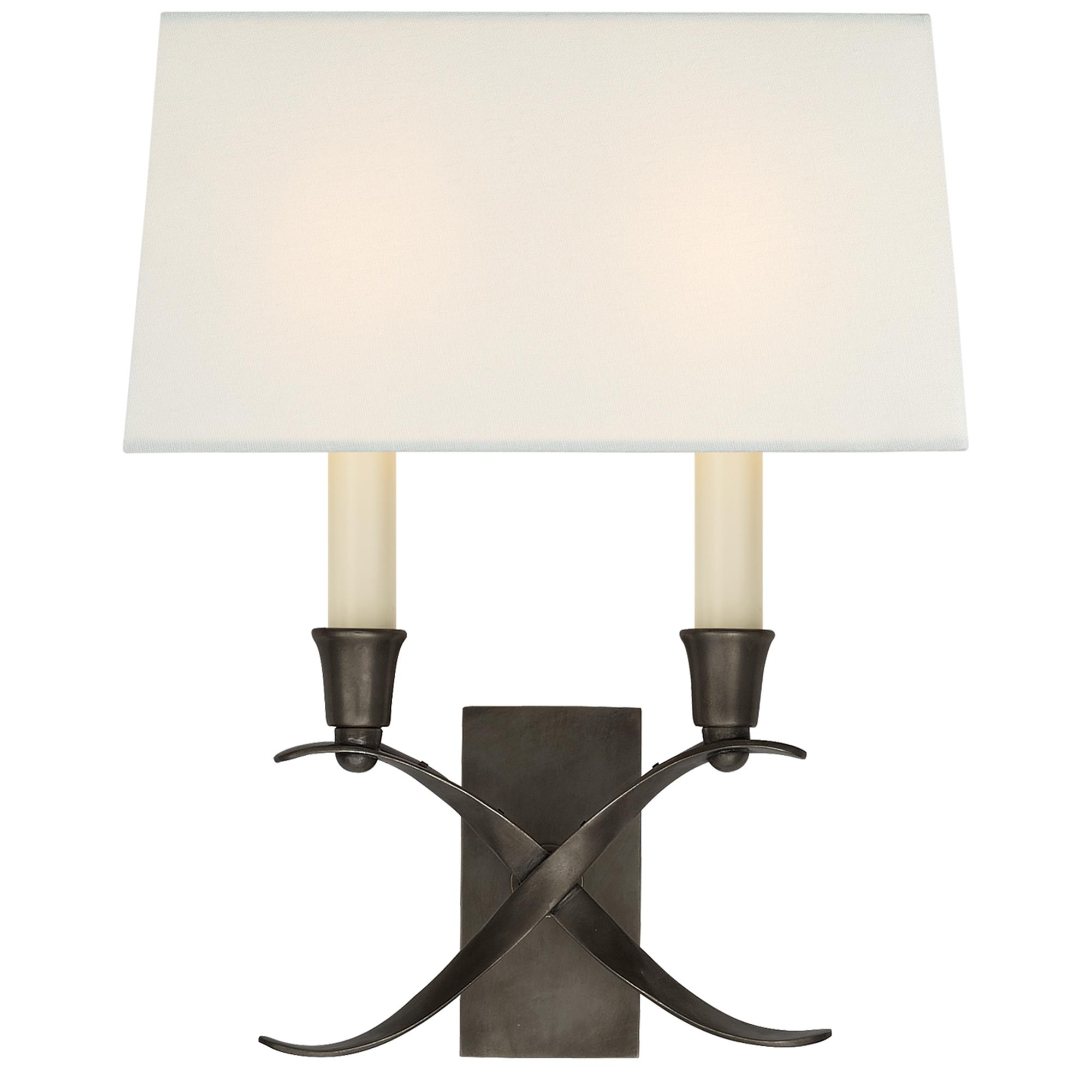 Shown in Bronze finish and Linen shade
