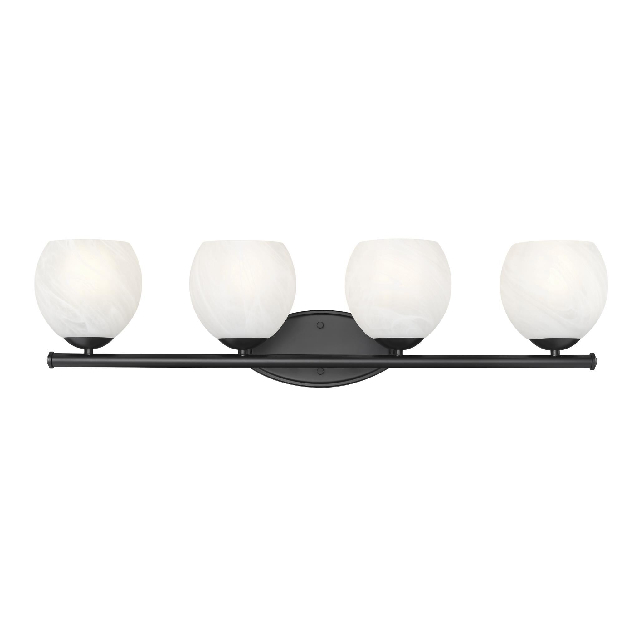 Shown in Matte Black finish and Feathered White glass
