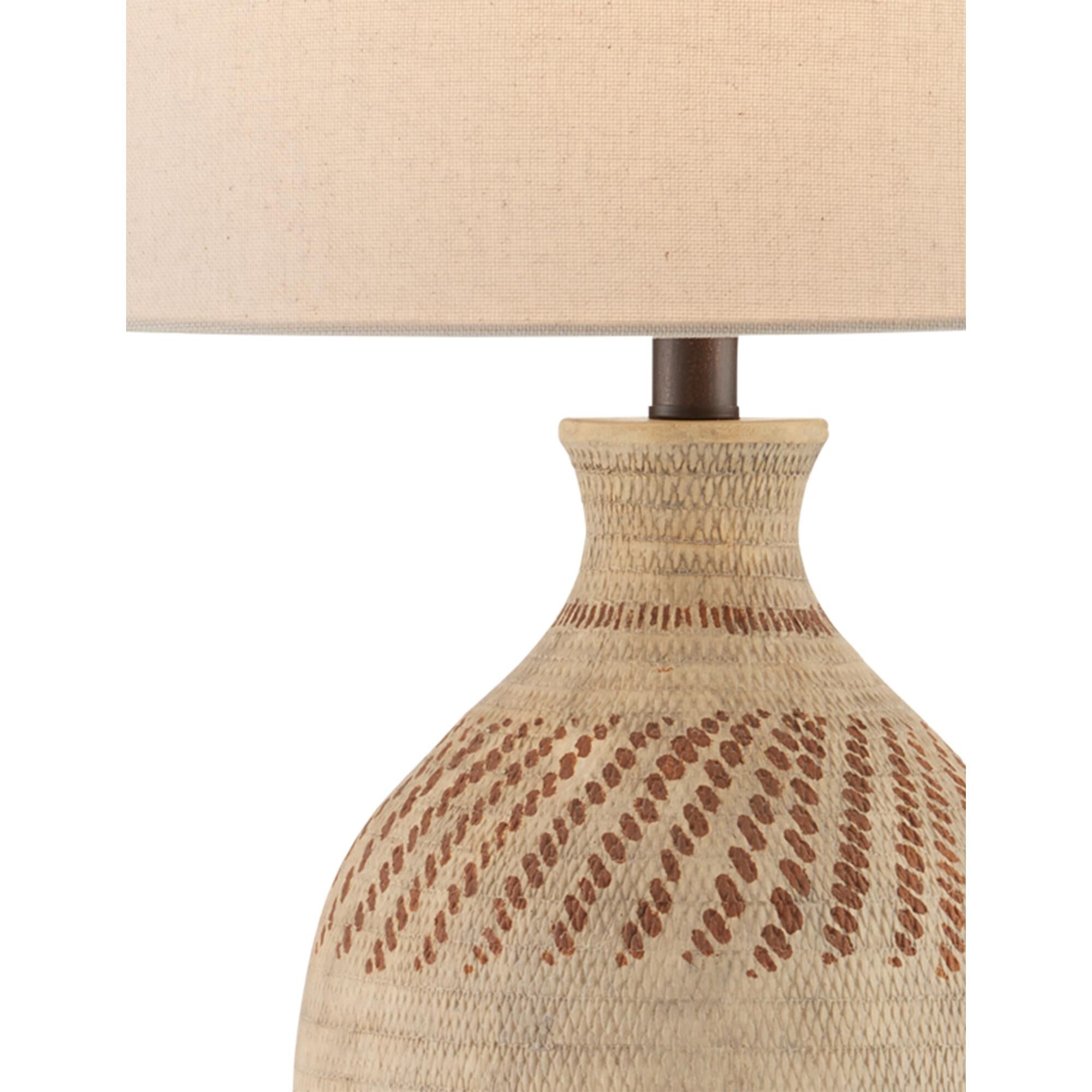 Shown in Tan-Brown-Hand-Rubbed Bronze finish and Flax Linen shade