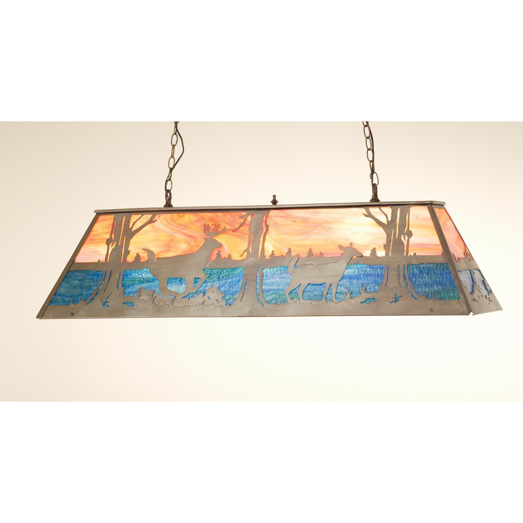 Deer At Lake 48 Inch 6 Light Linear Suspension Light by Meyda Lighting
