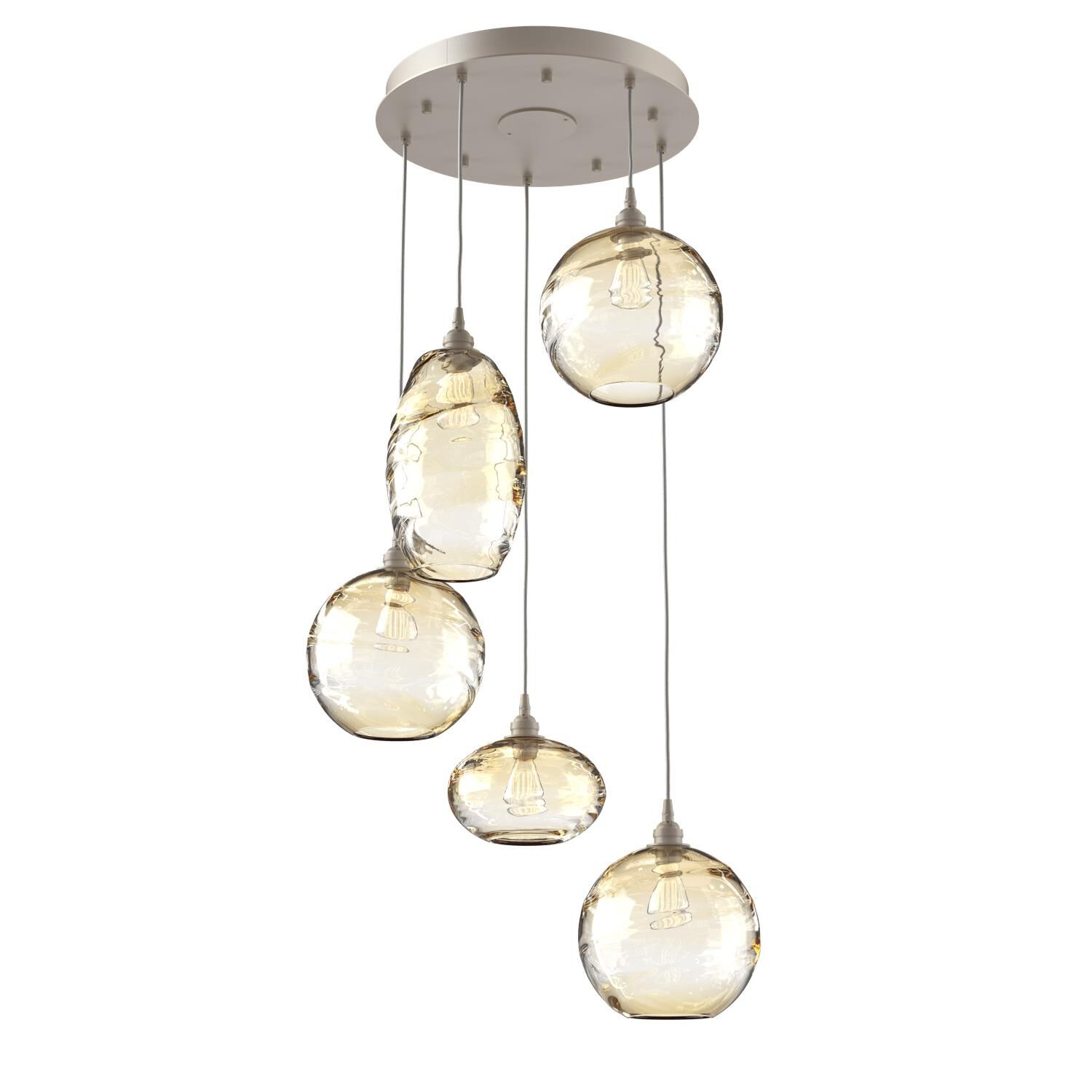Shown in Metallic Beige Silver finish and Optic Amber glass