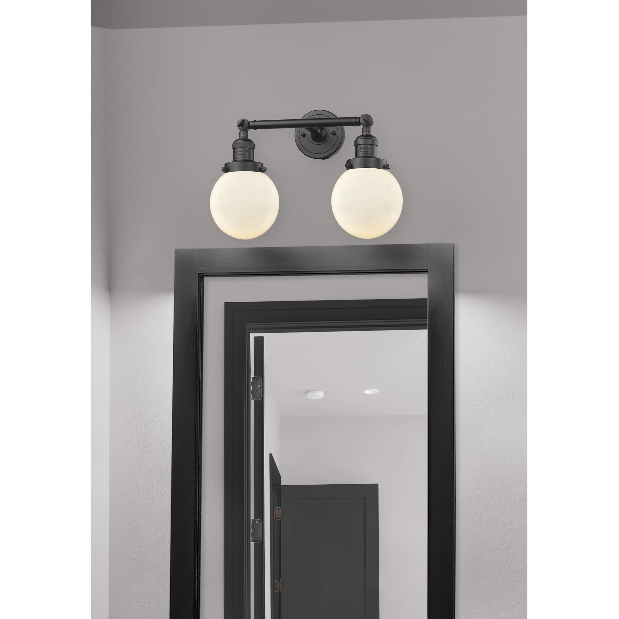 Shown in Oil Rubbed Bronze finish and Matte White Cased glass