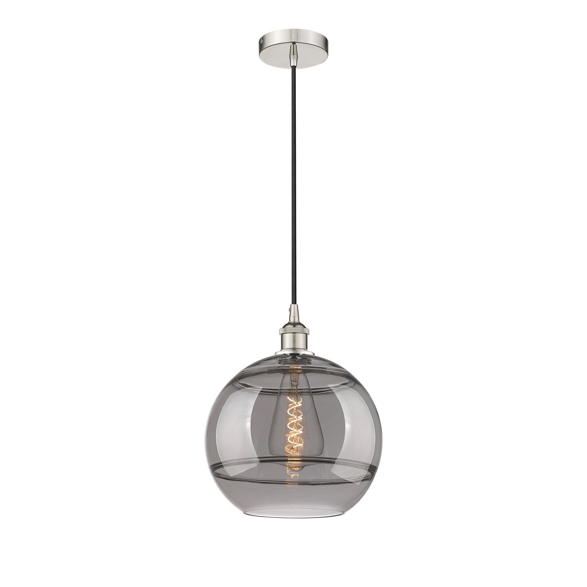 Shown in Polished Nickel finish and Light Smoke glass