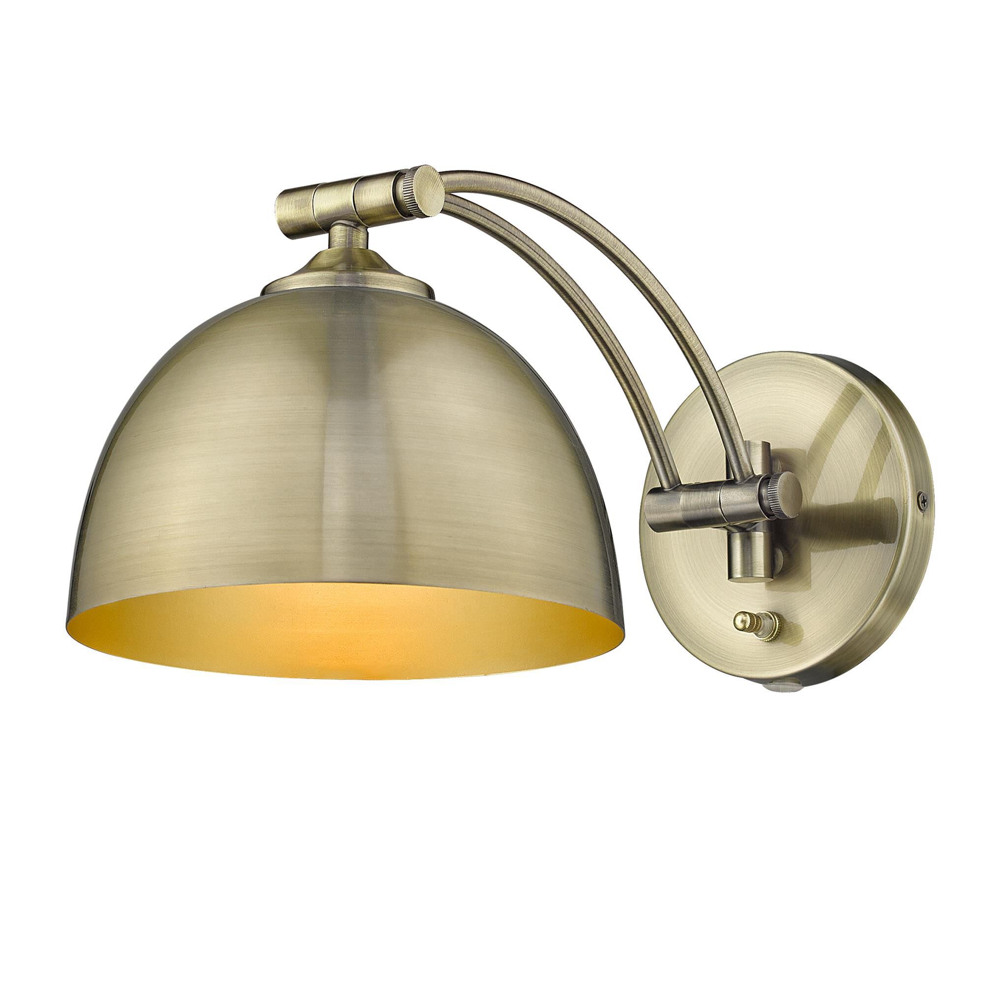 Shown in Aged Brass finish and Aged Brass shade