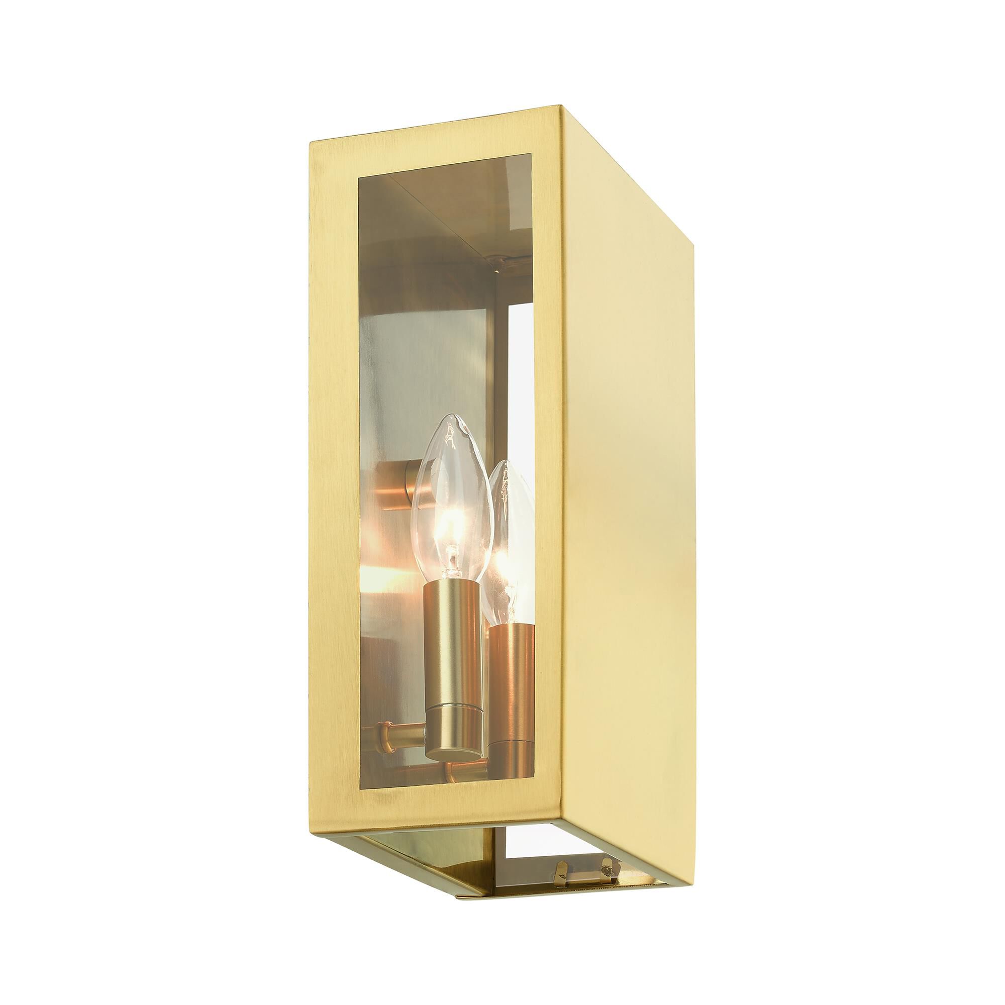 Shown in Satin Gold finish and Clear glass