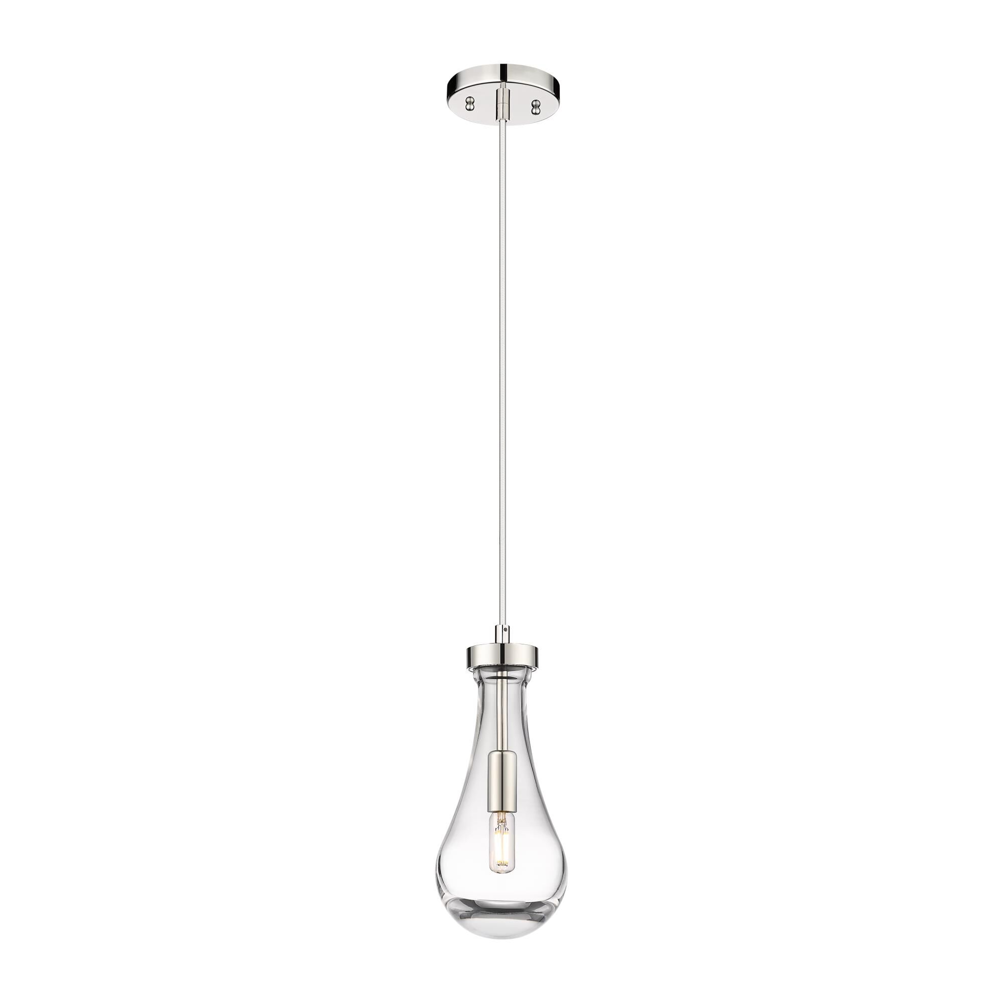 Shown in Polished Nickel finish and Clear glass and Clear Glass shade