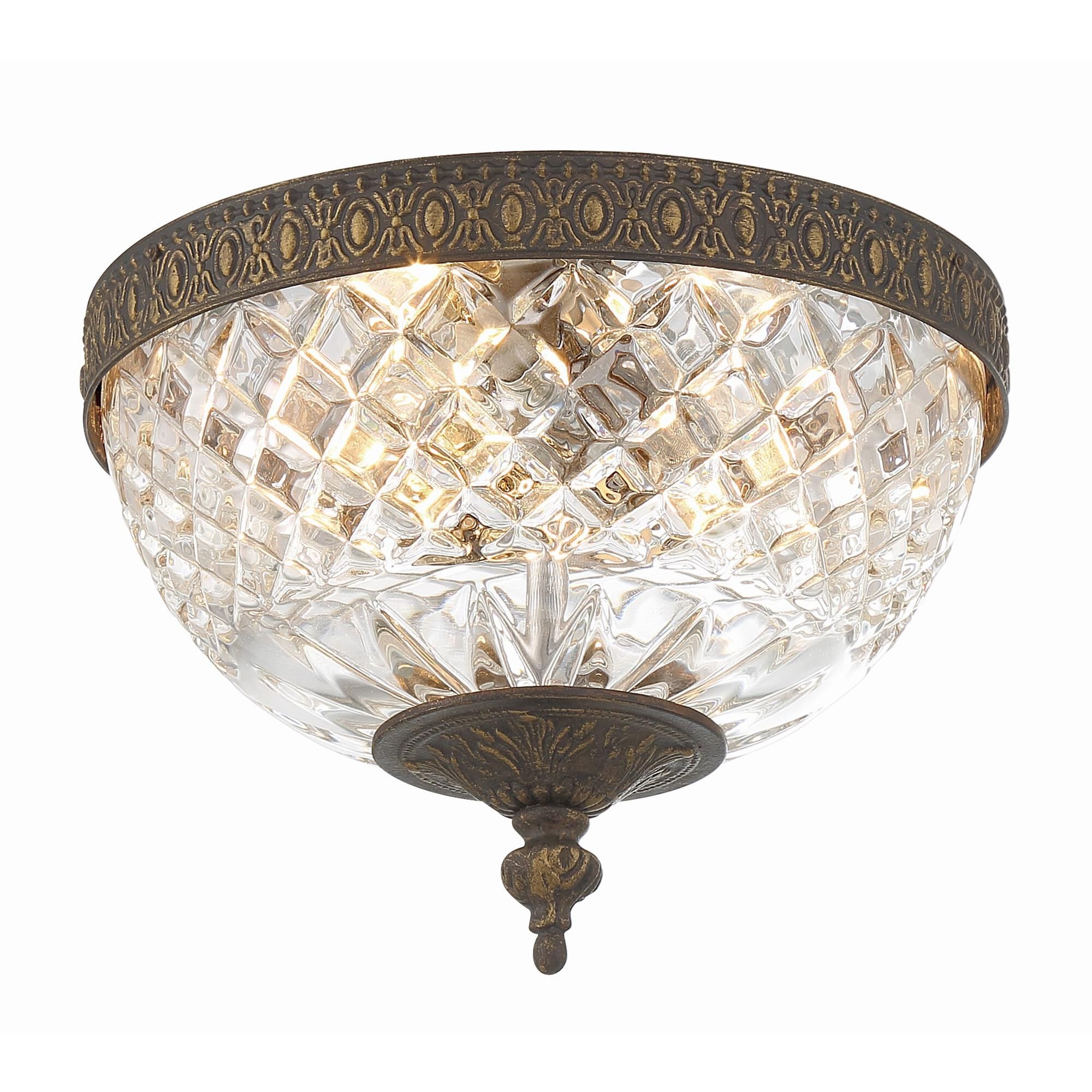 Shown in English Bronze finish and Lead Crystal glass and Lead Crystal shade