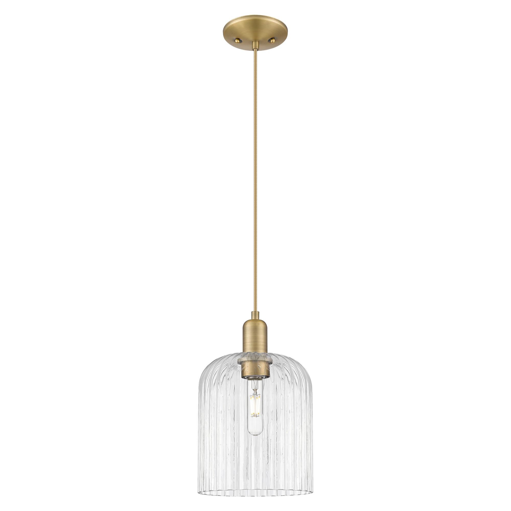 Shown in Brushed Brass finish and Clear glass