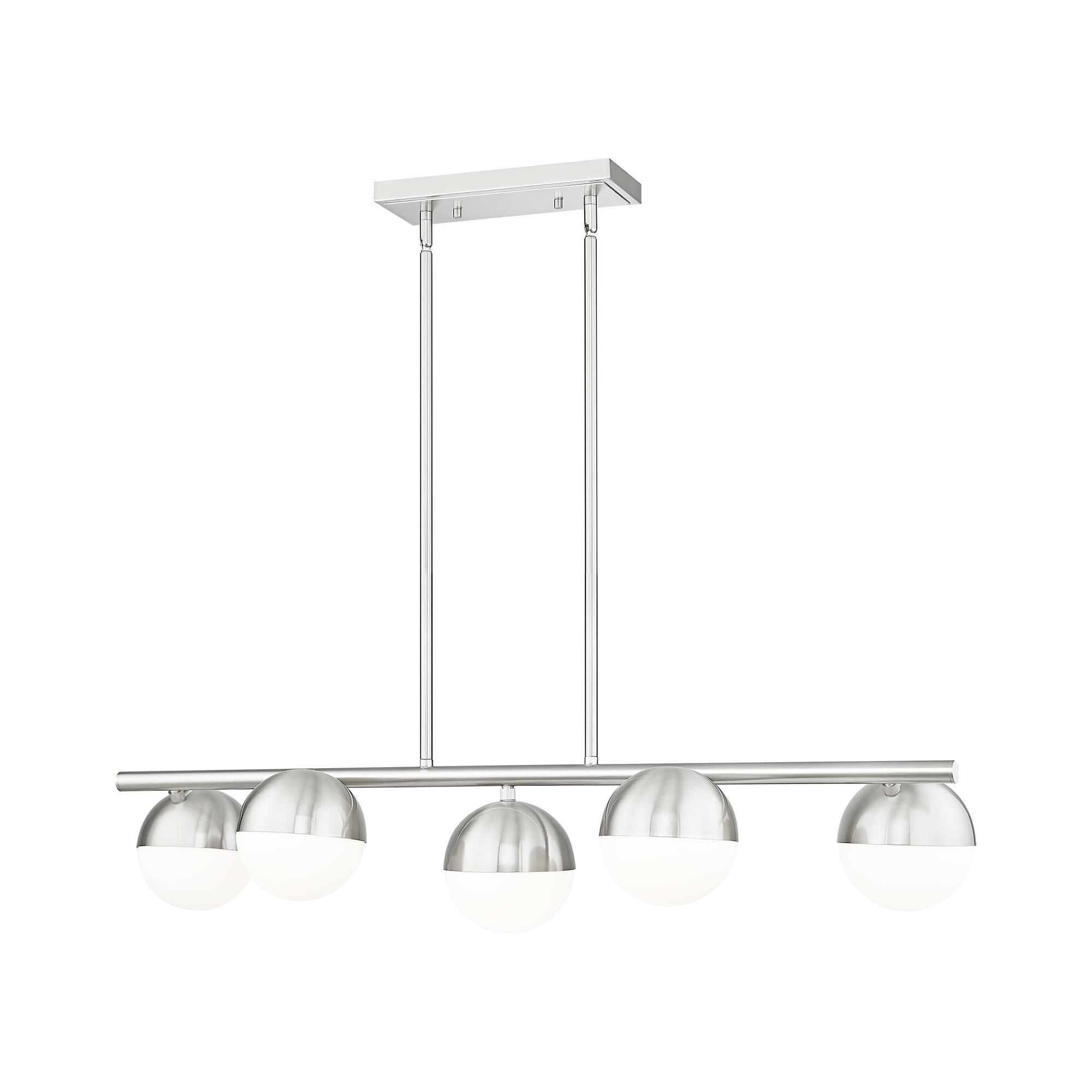 Shown in Brushed Nickel finish and Matte Opal glass and Matte Opal shade