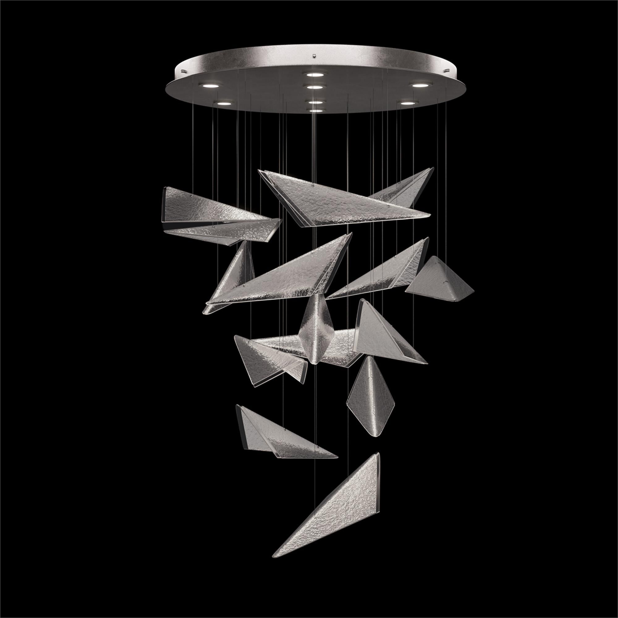 Shown in Silver finish and Clear Hammered glass