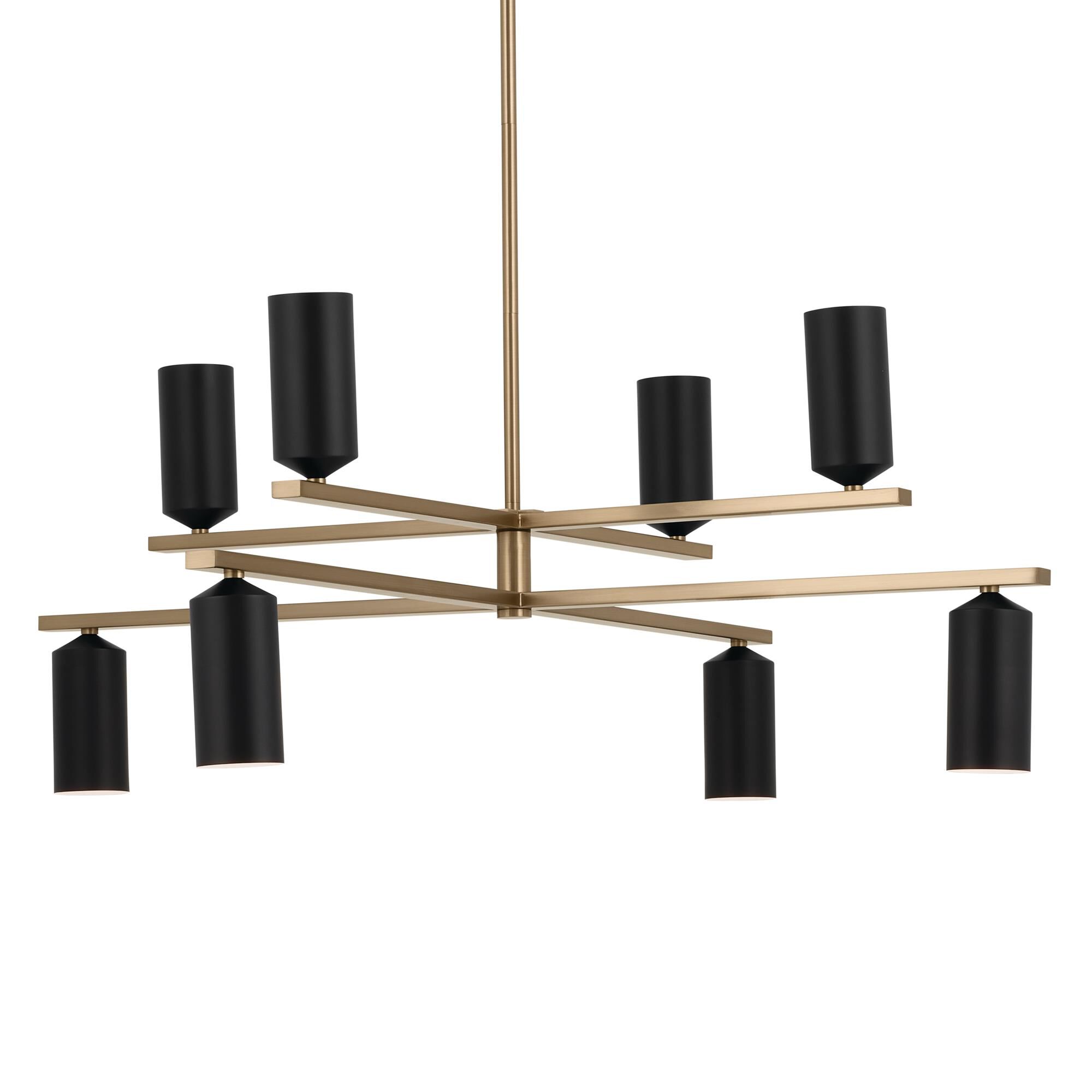 Shown in Champagne Bronze with Black finish and Metal and Cylinder shade