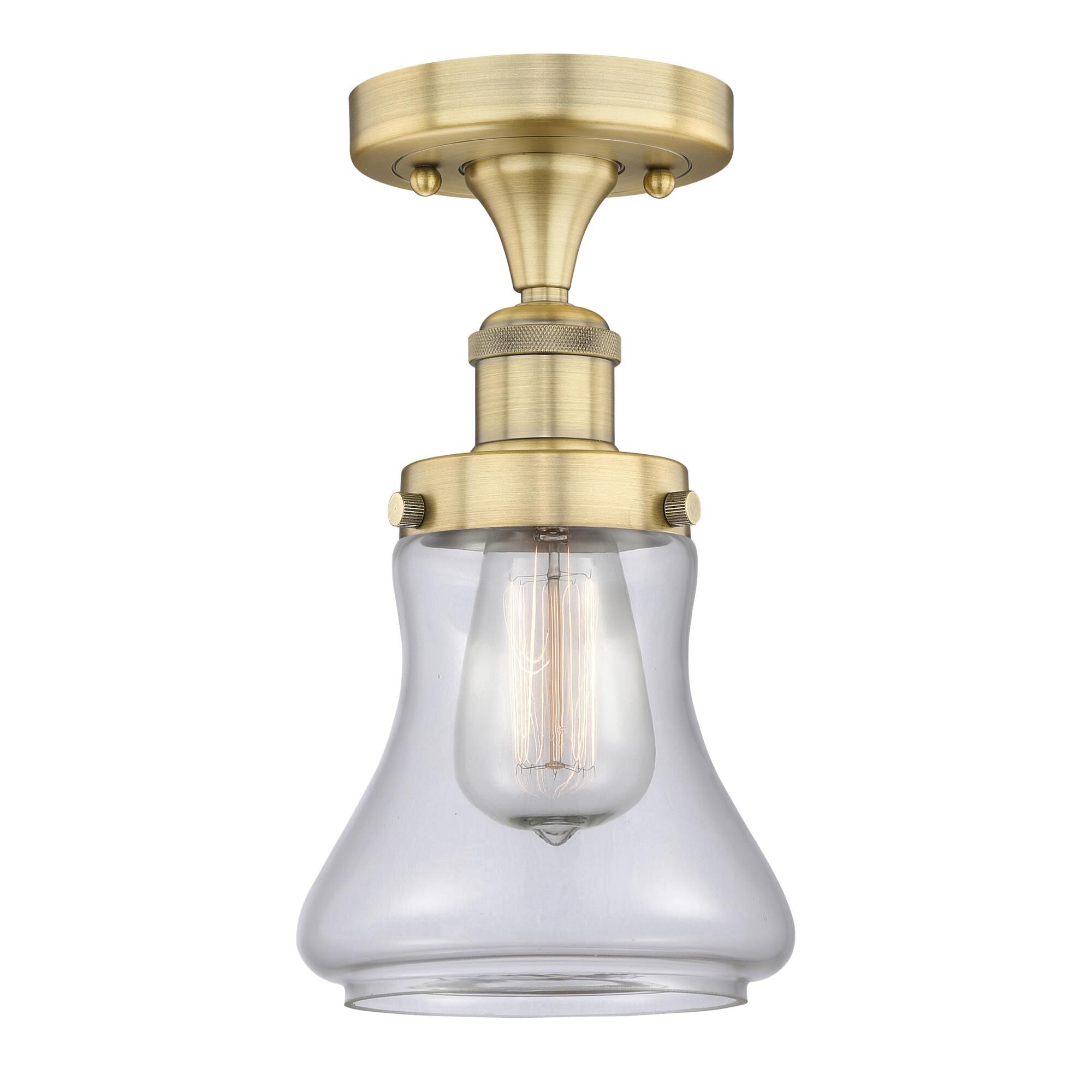 Shown in Brushed Brass finish and Clear glass