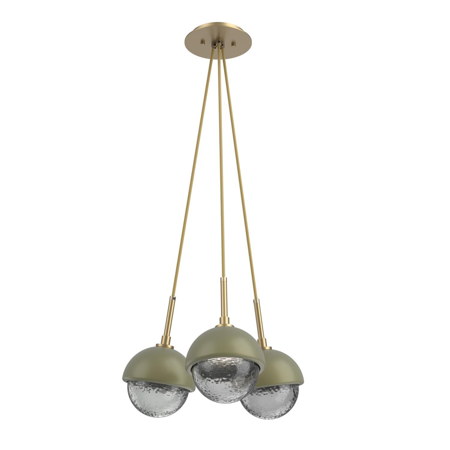 Shown in Gilded Brass finish and Smoke glass and Sage Green accent