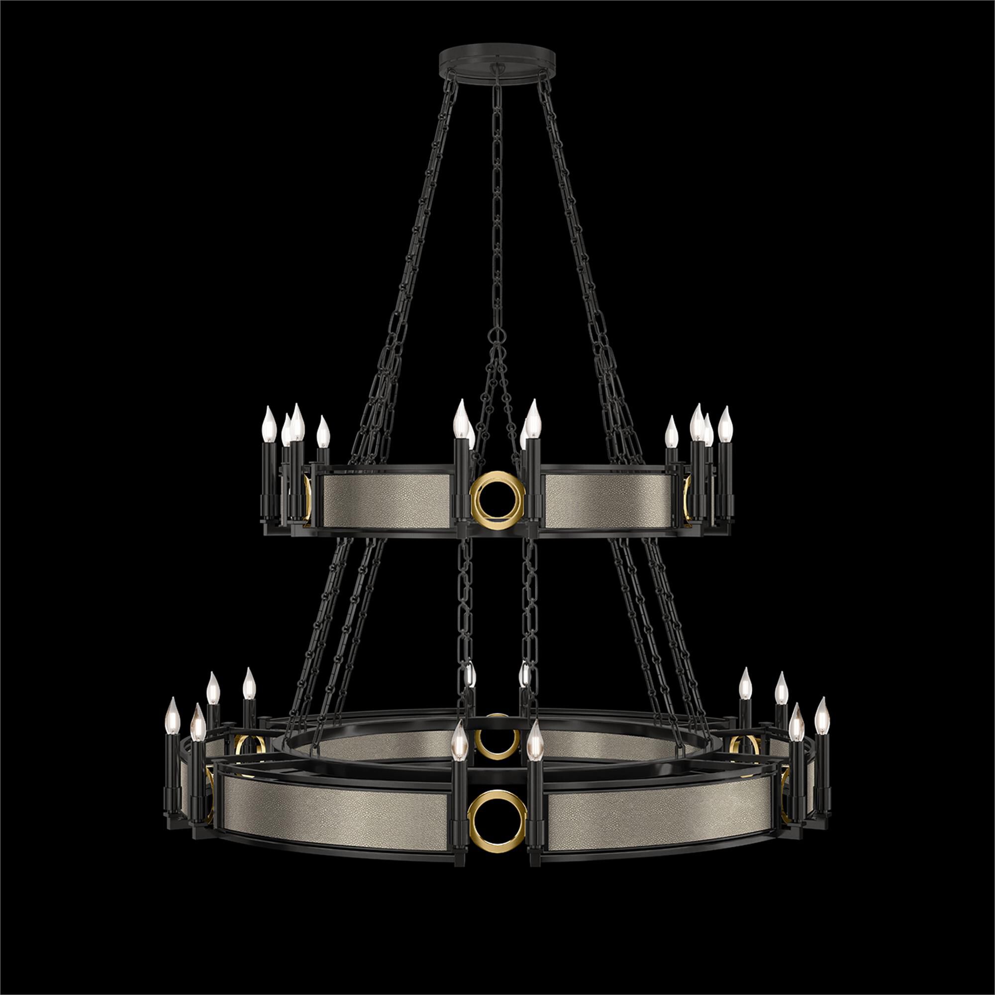 Shown in Black Iron and Brass  finish and Coco accent