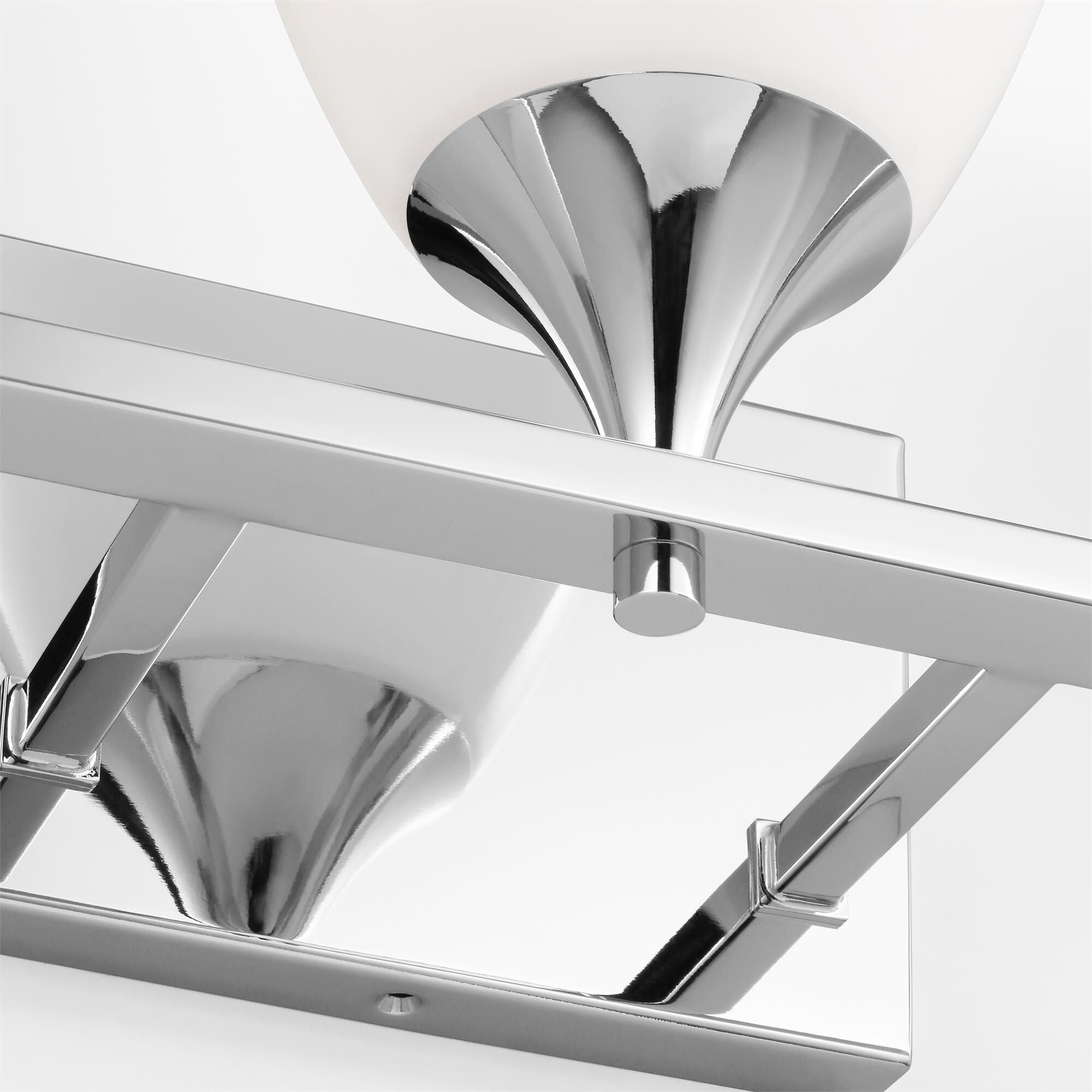 Shown in Chrome finish and Milk Glass s shade