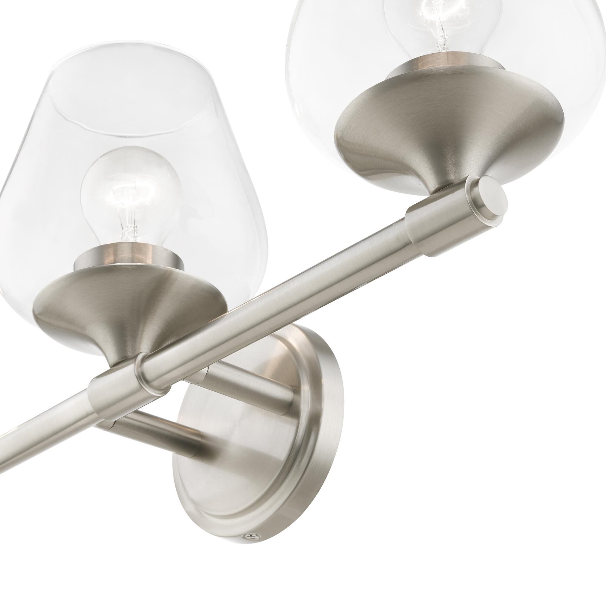 Shown in Brushed Nickel finish and Clear glass