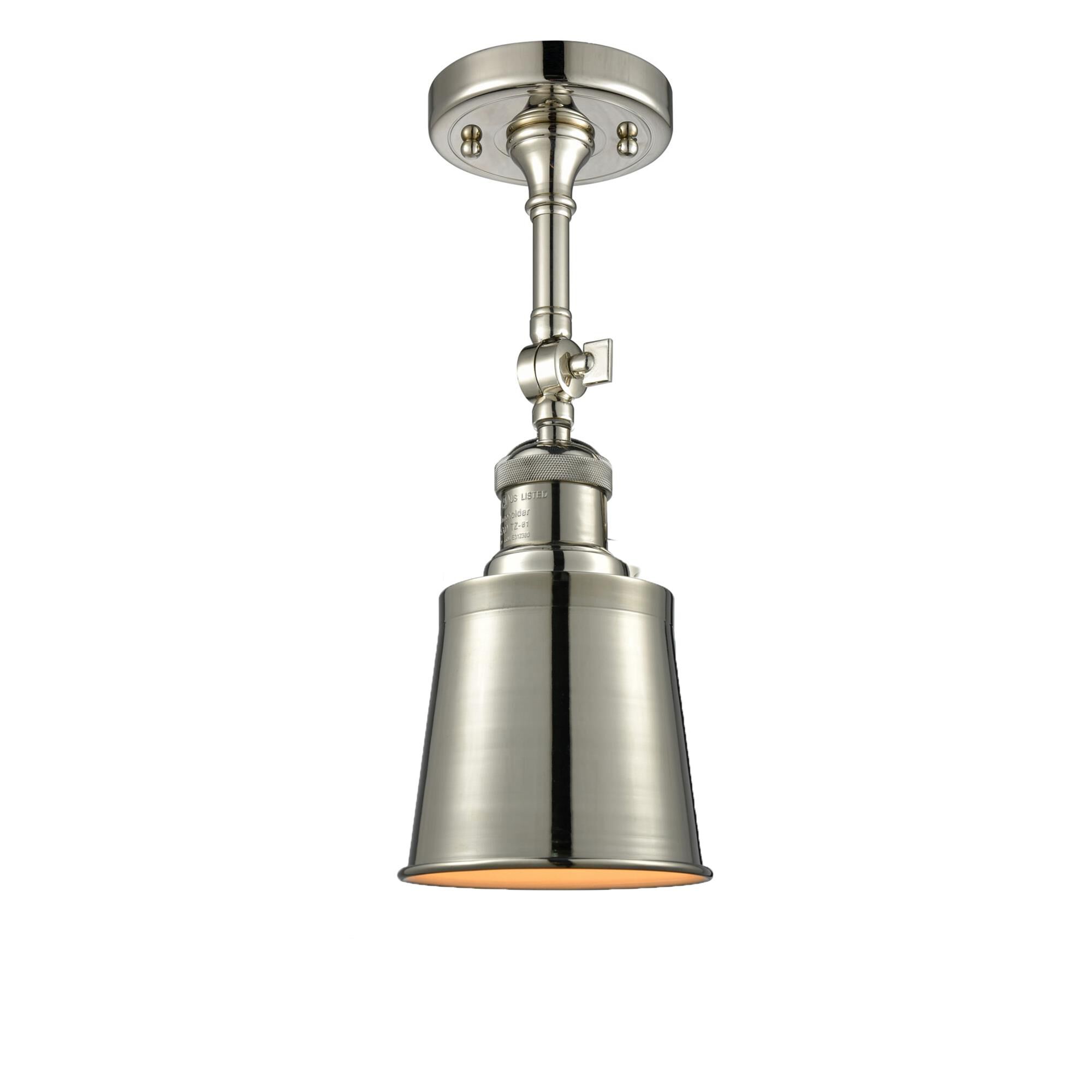 Shown in Polished Nickel finish and Polished Nickel shade