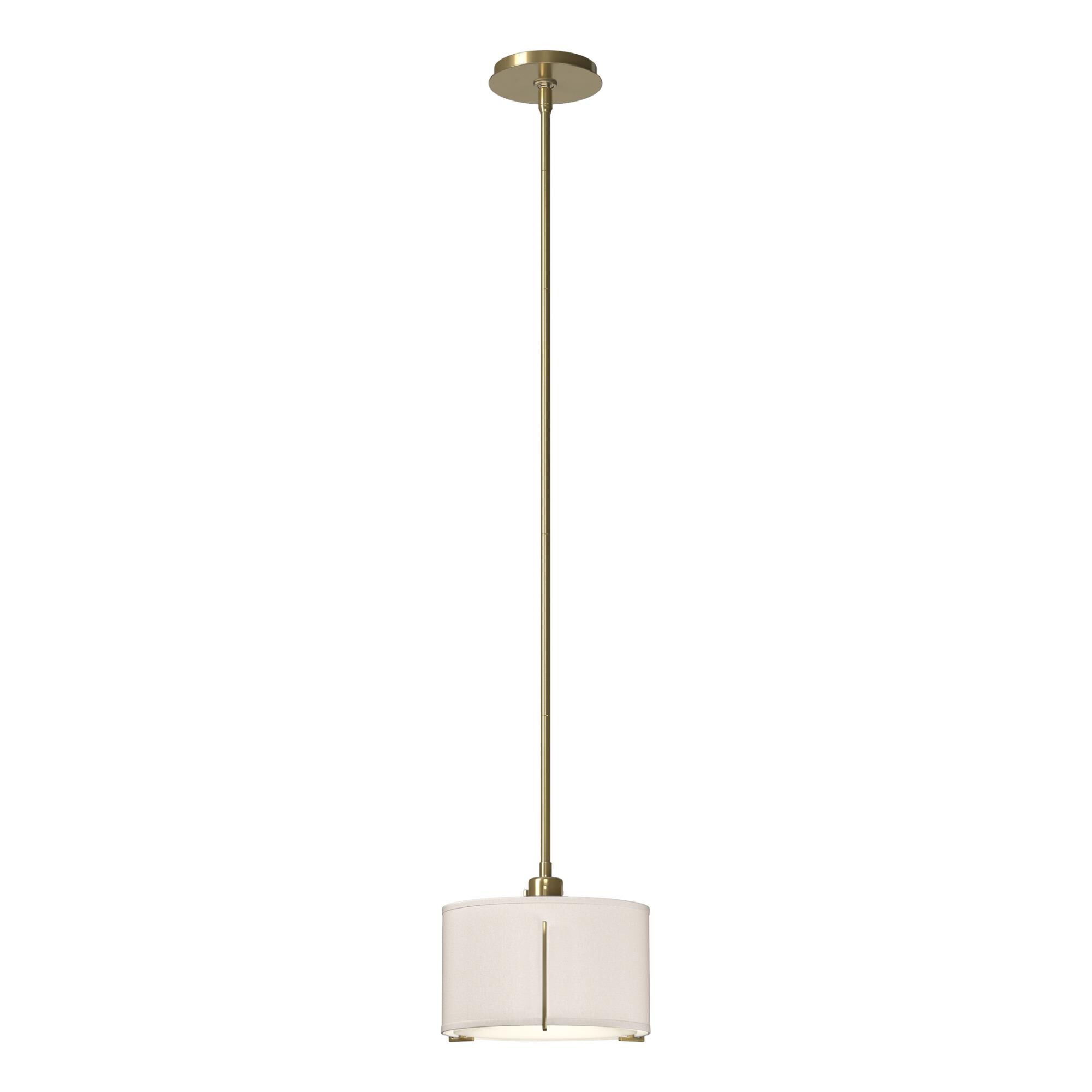 Shown in Modern Brass finish and Flax shade