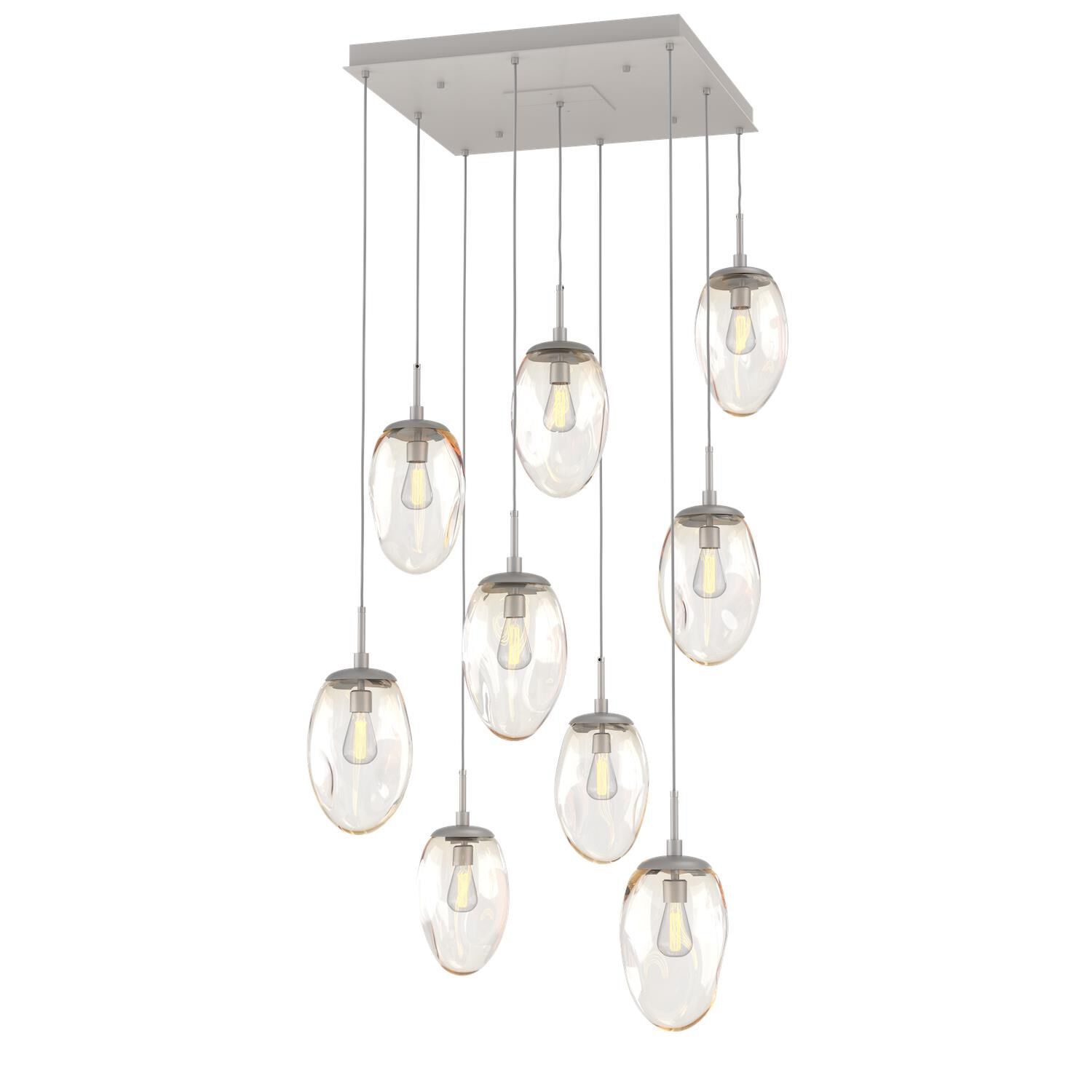 Shown in Metallic Beige Silver finish and Blown Amber glass