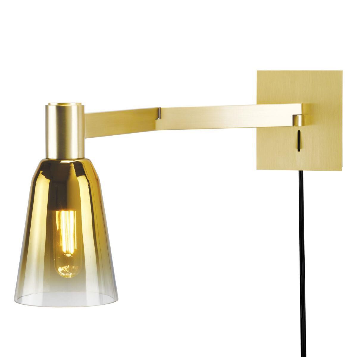 Shown in Satin Brass finish and Gc glass and Glass shade