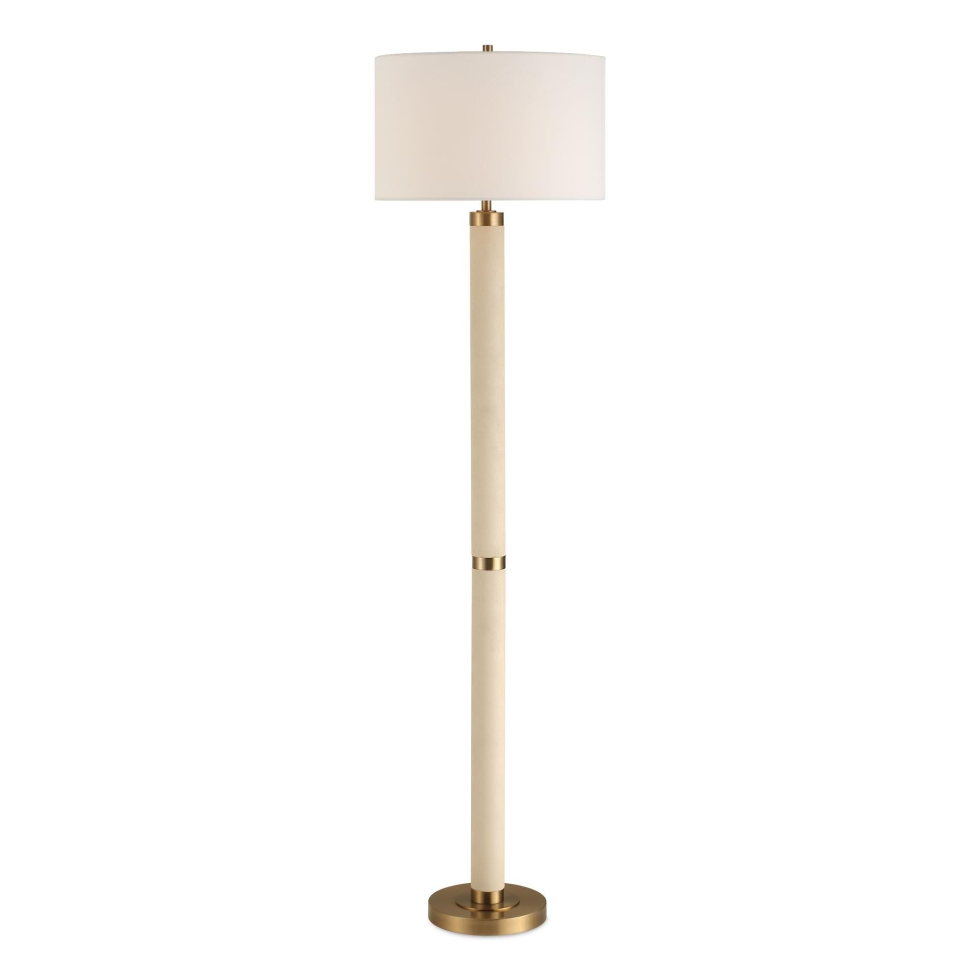 Shown in Brass, Gold, White finish and Round Hardback shade