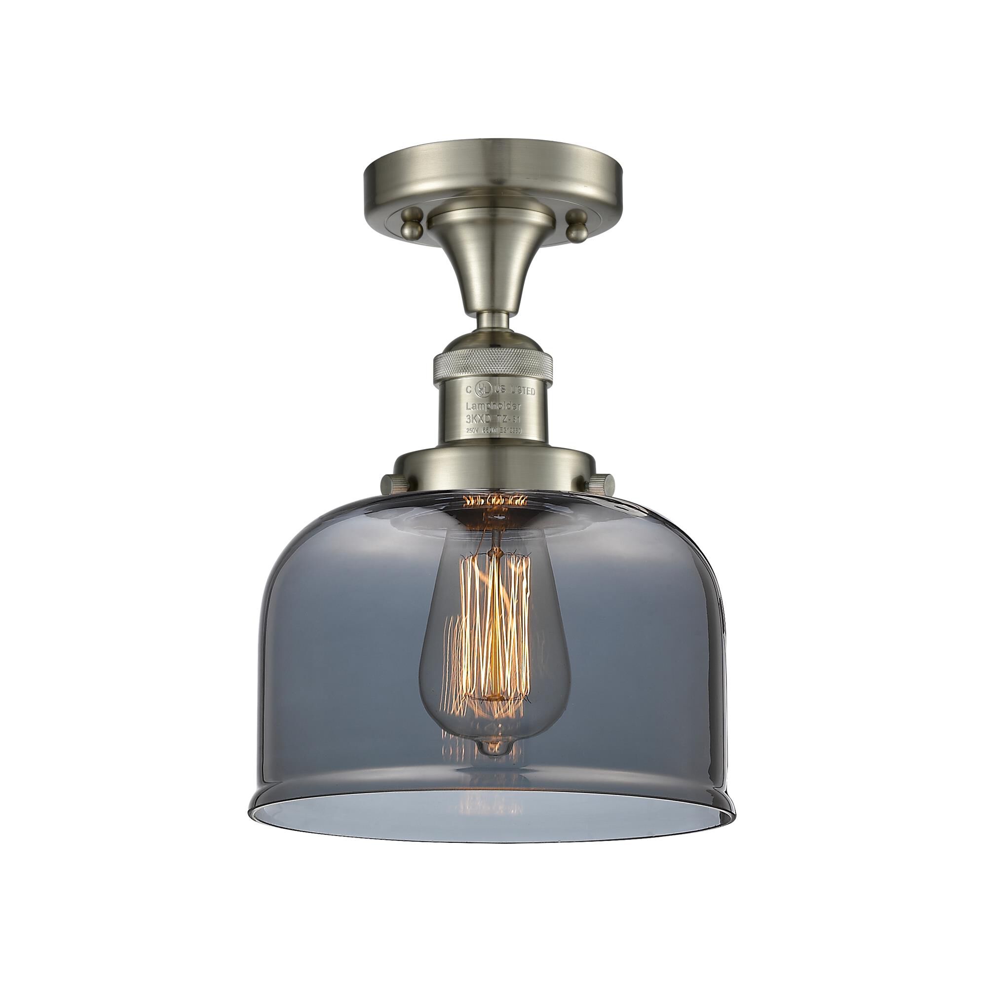 Shown in Brushed Satin Nickel finish and Plated Smoked glass