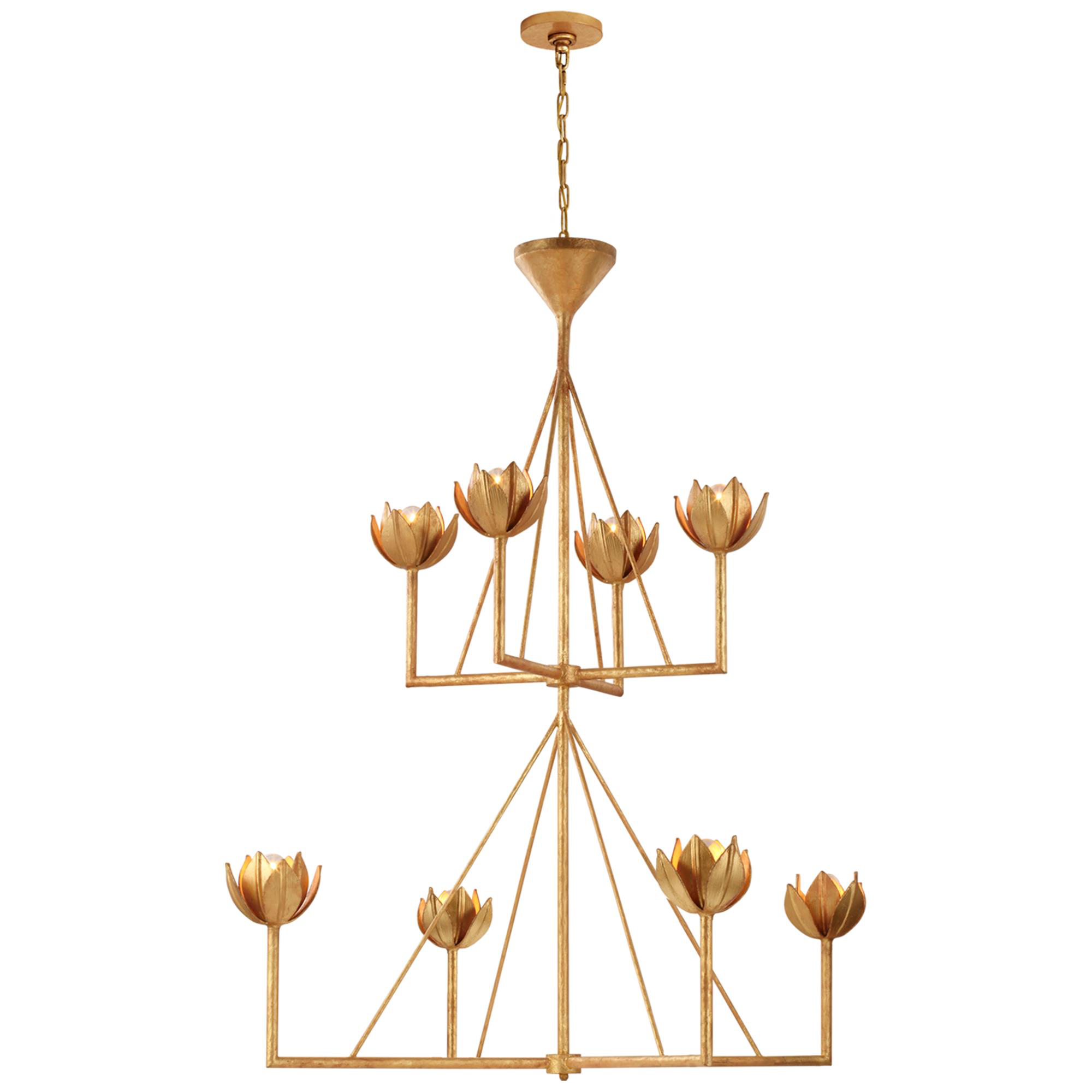 Shown in Antique Gold Leaf finish and No Shade shade