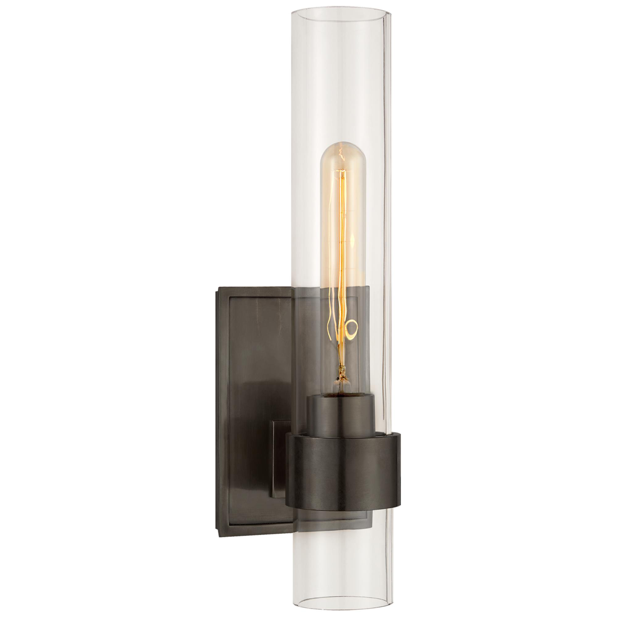 Shown in Bronze finish and Clear glass