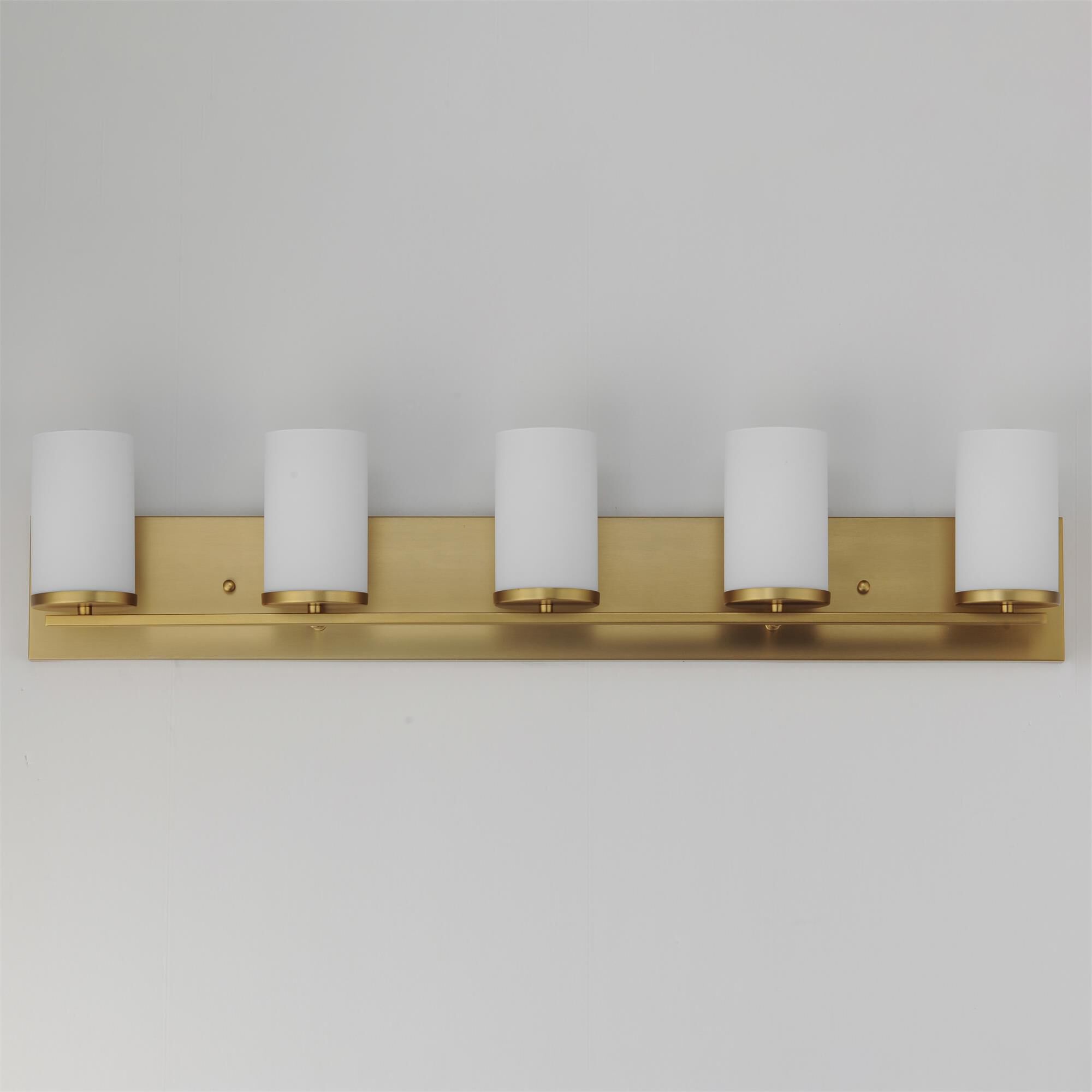 Shown in Satin Brass finish and Satin White glass and Glass shade