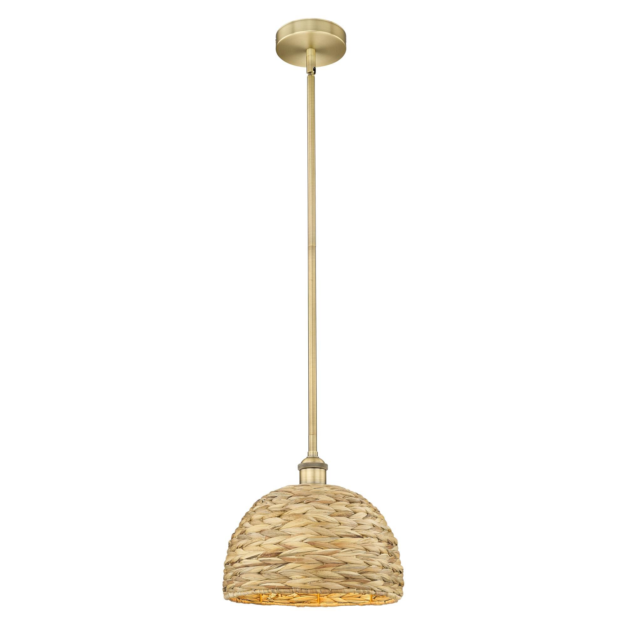 Bruno Marashlian Woven Rattan Mini Pendant by Innovations Lighting