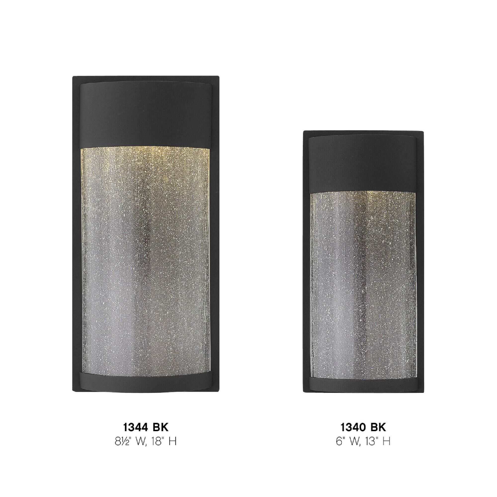 Shown in Black finish and Clear Seedy glass