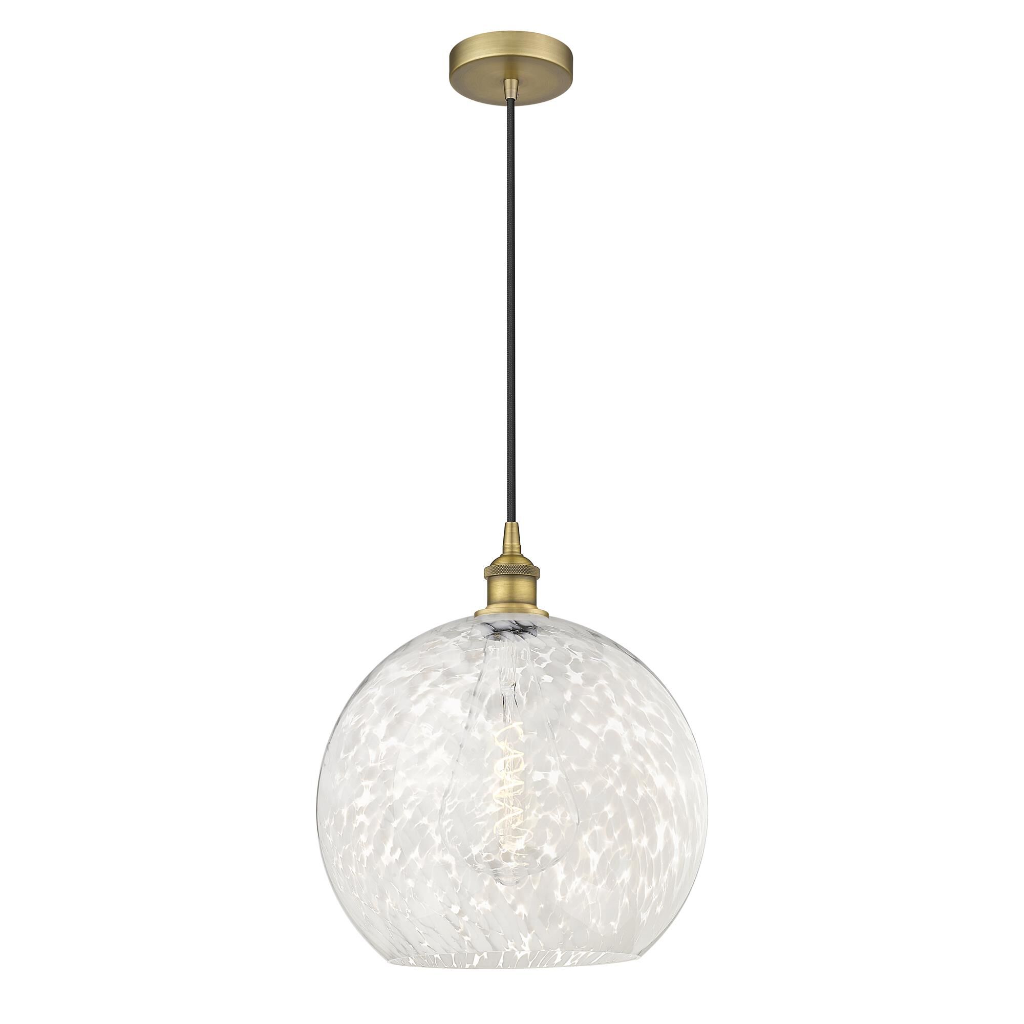Shown in Brushed Brass finish and White Mouchette glass