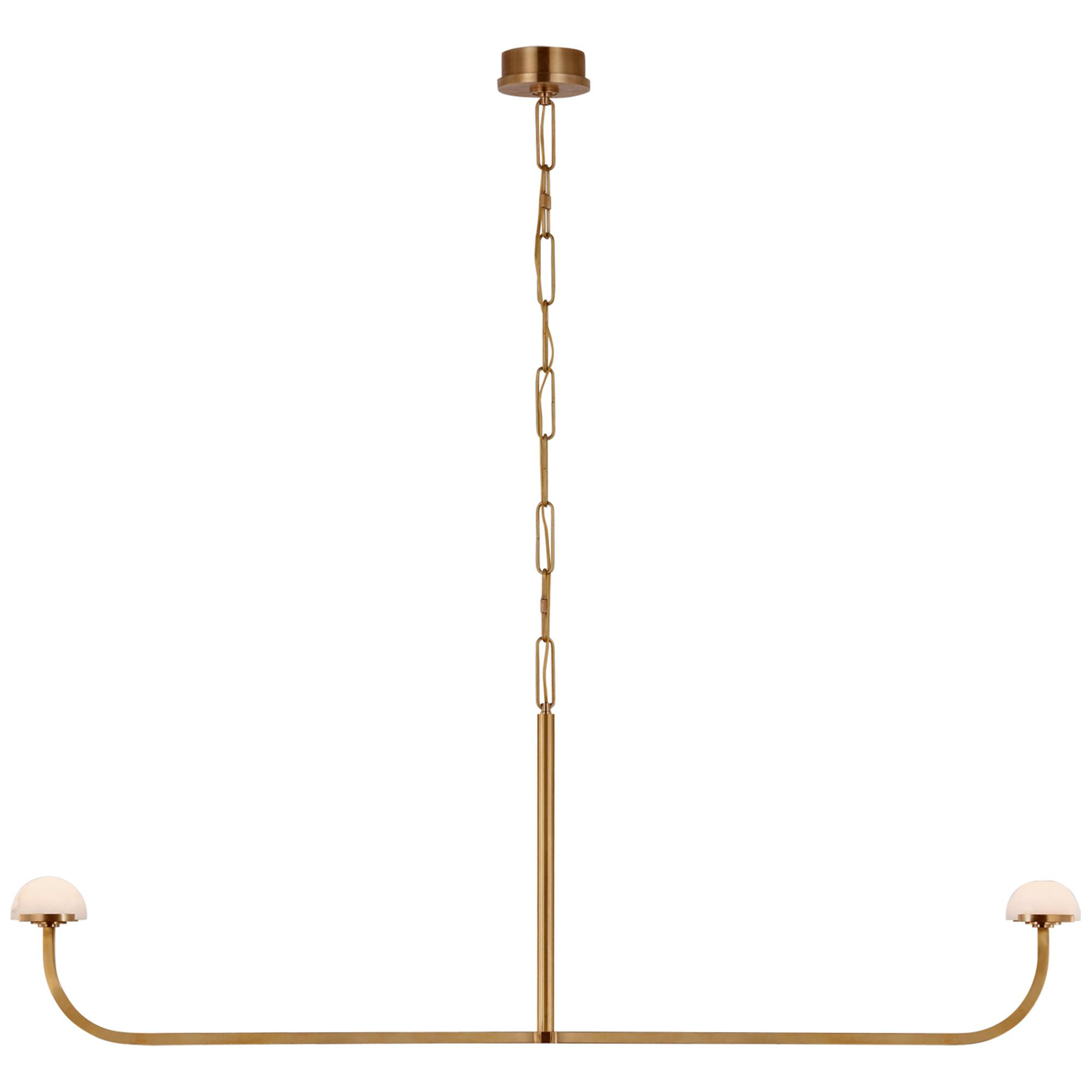 Shown in Antique-Burnished Brass finish and Alabaster glass