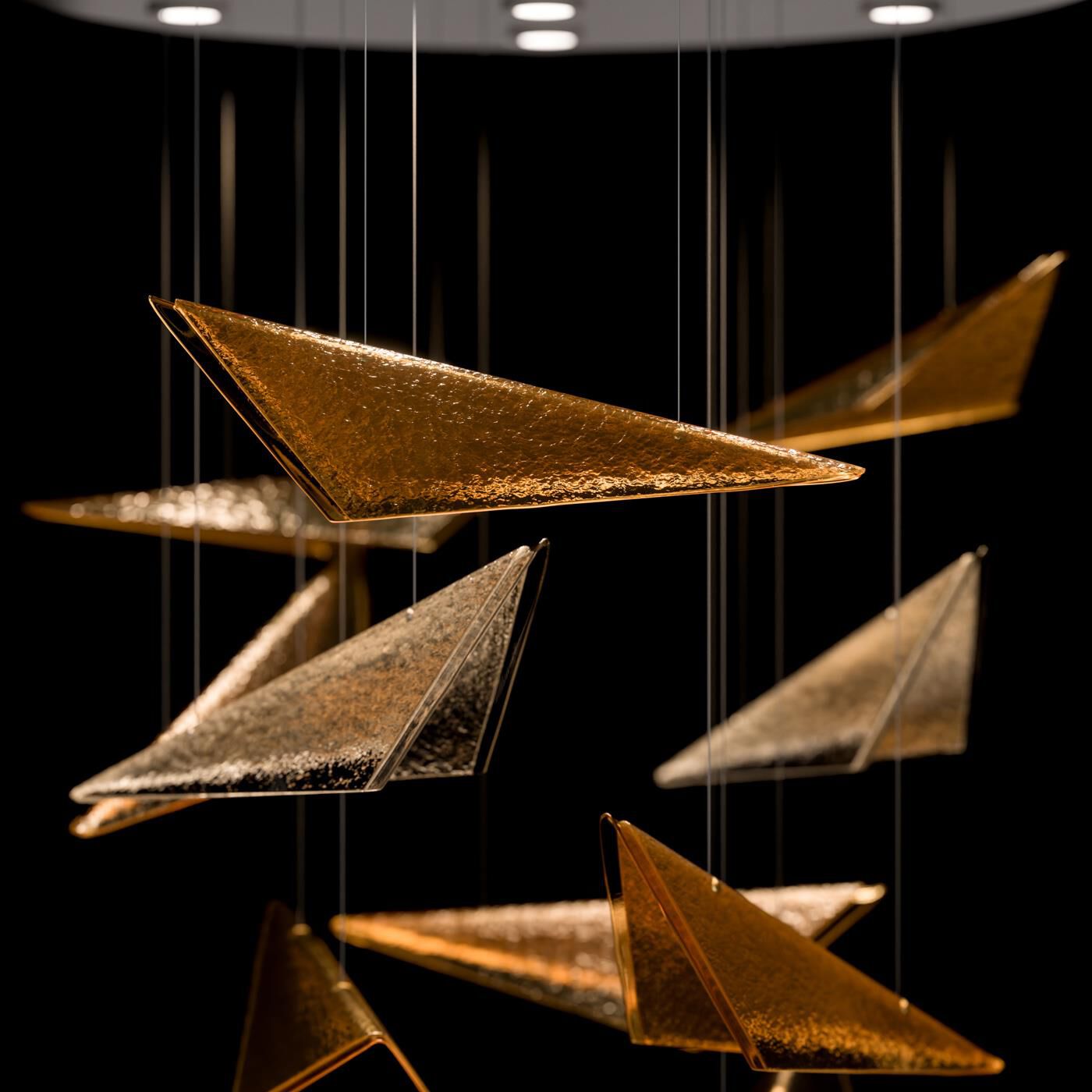 Shown in Silver finish and Amber Hammered glass