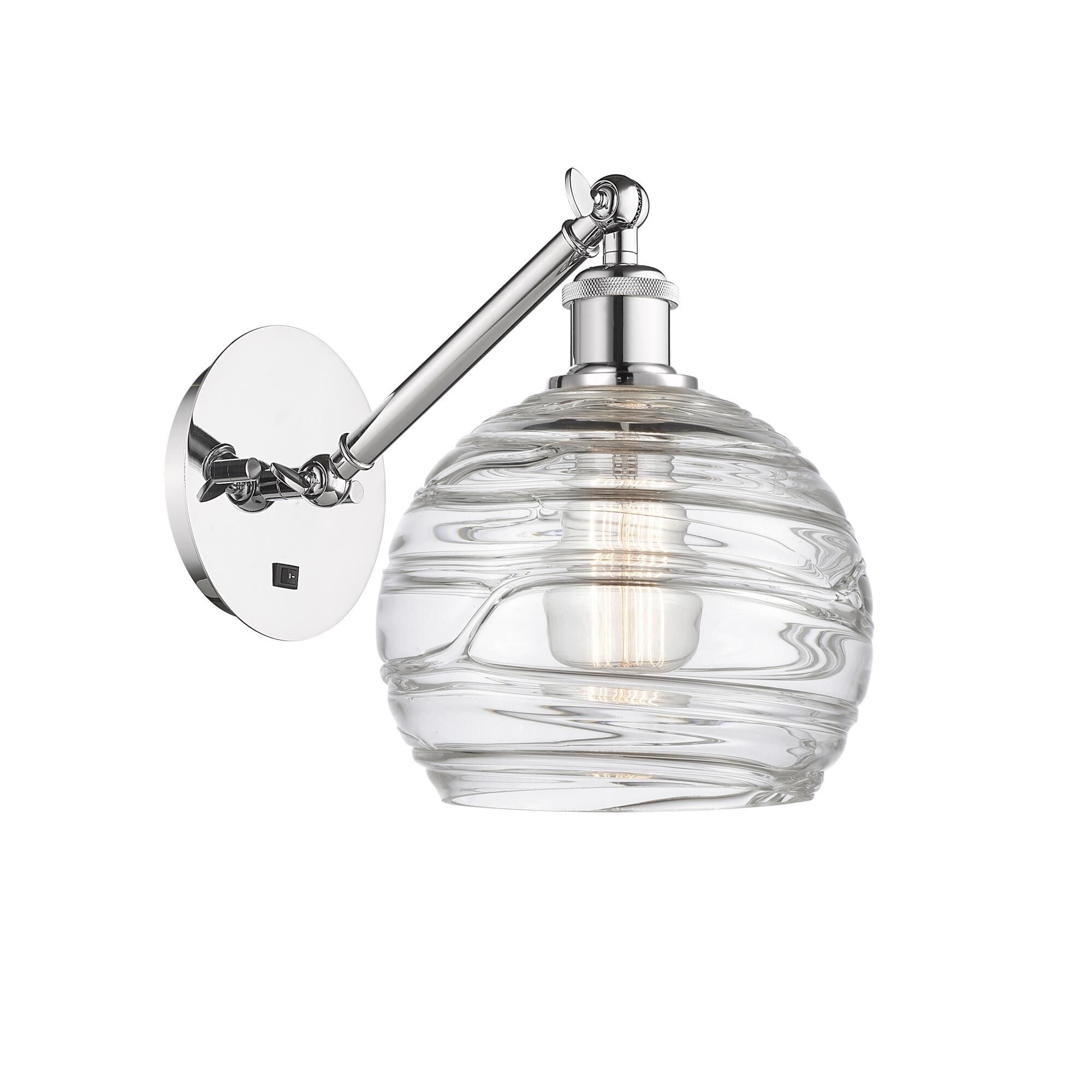 Shown in Polished Chrome finish and Clear Athens Deco Swirl 8