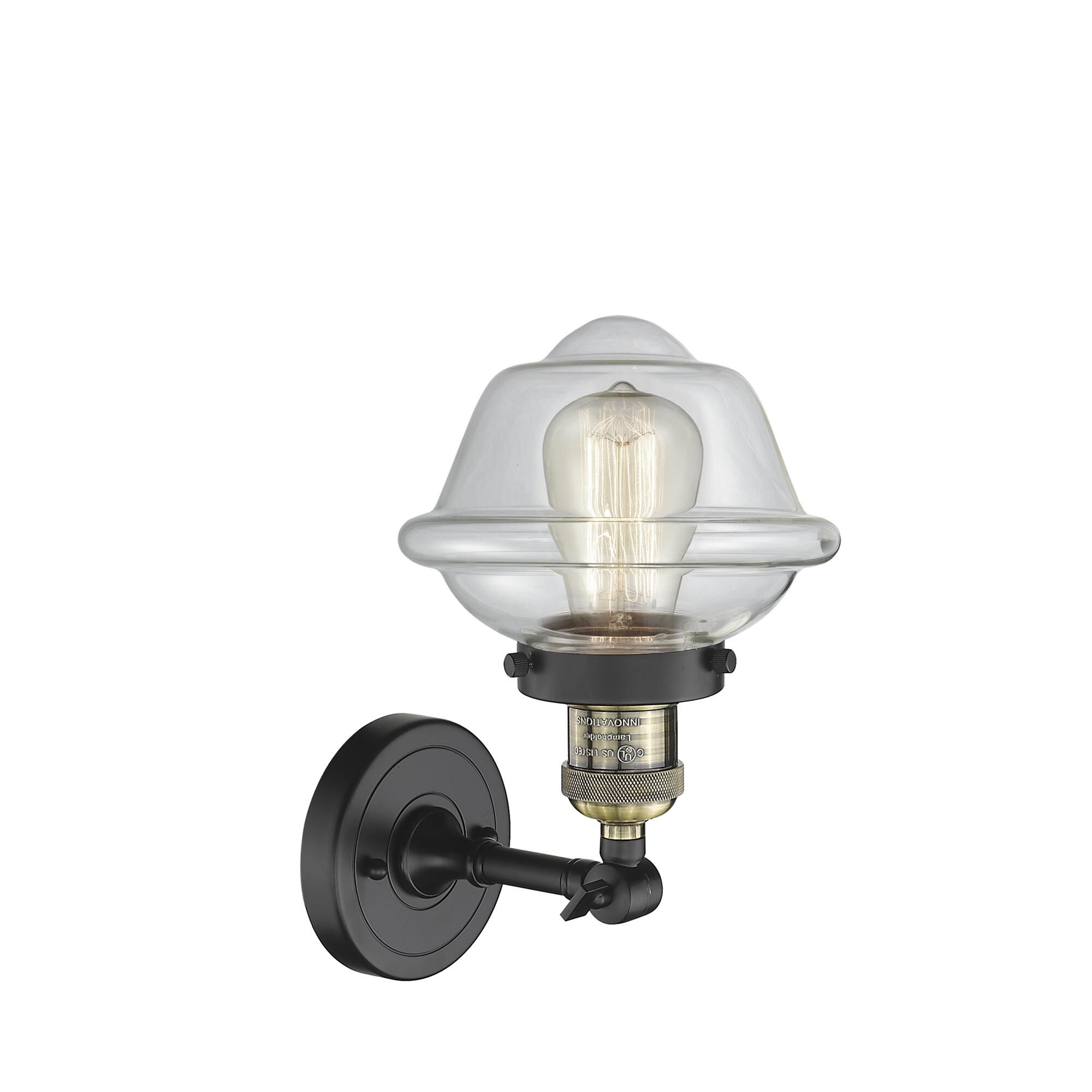 Shown in Black Antique Brass finish and Clear glass