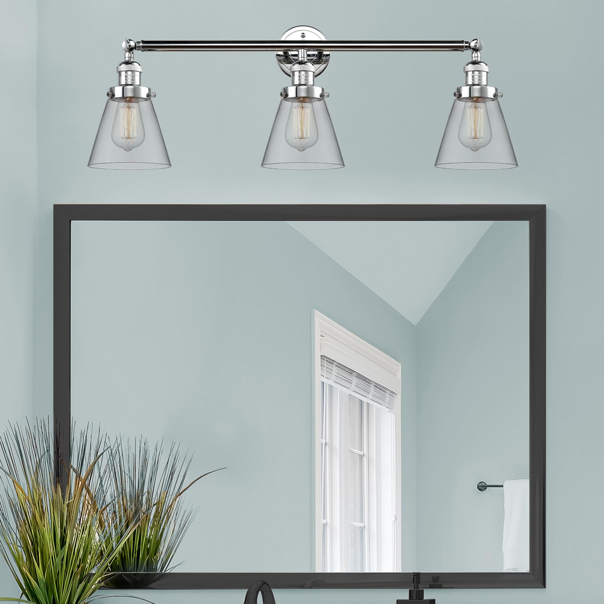 Shown in Polished Chrome finish and Clear glass