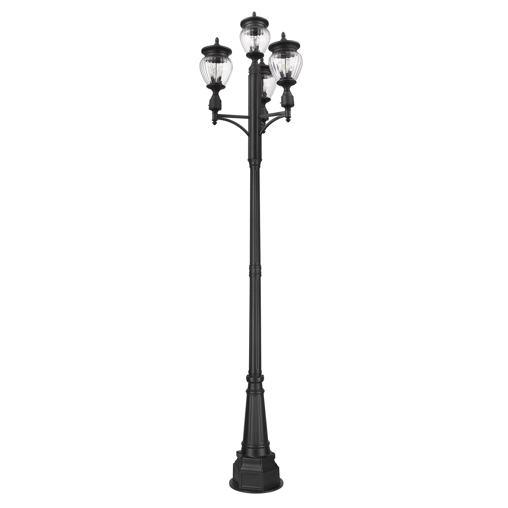 Shown in Black finish and Clear Ribbed glass and Clear Ribbed shade