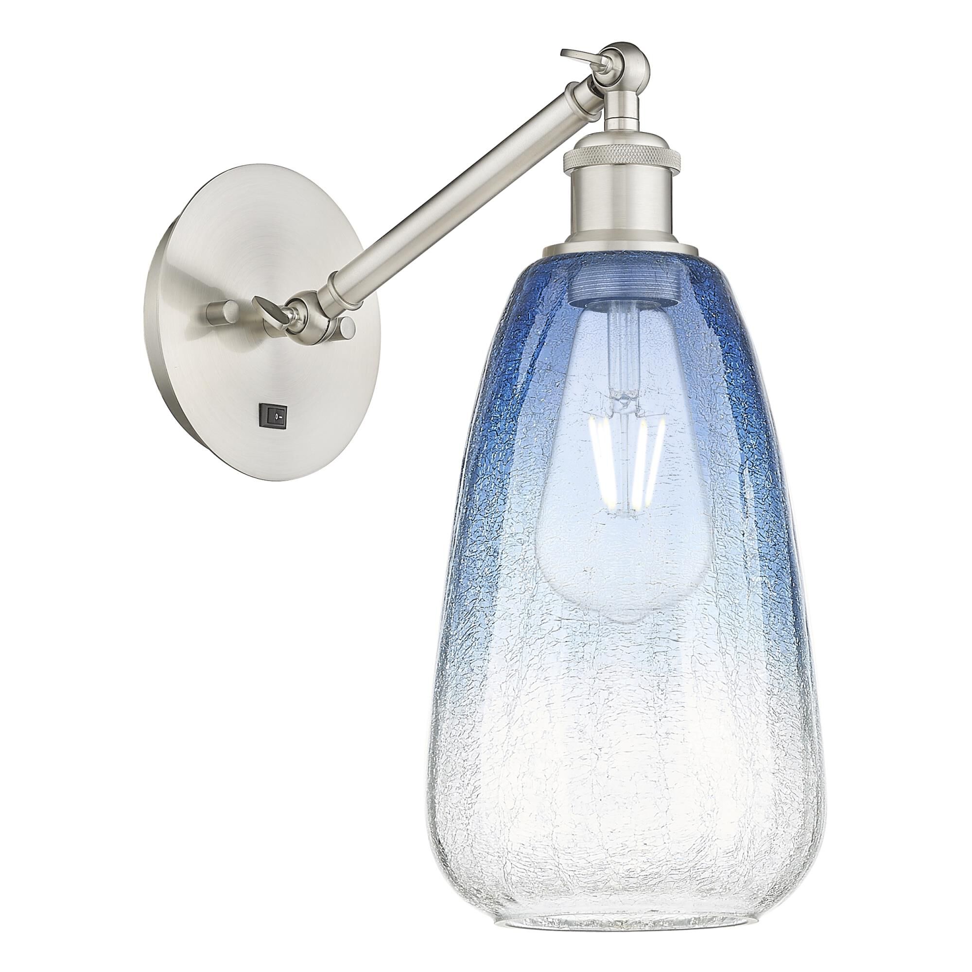 Shown in Brushed Satin Nickel finish and Sapphire Blue glass