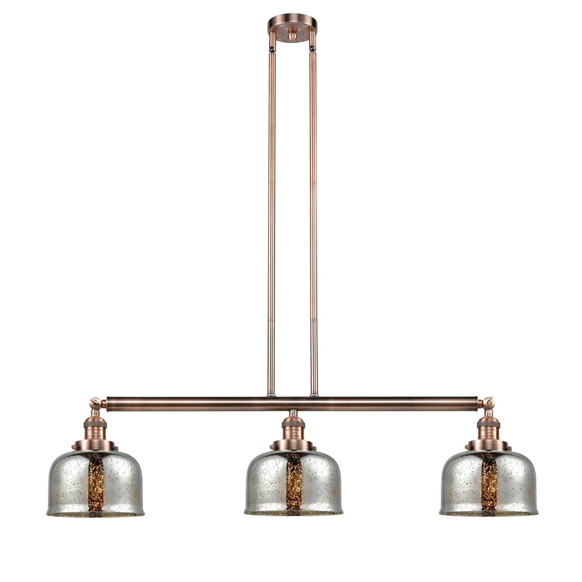 Shown in Antique Copper finish and Silver Plated Mercury Large Bell glass