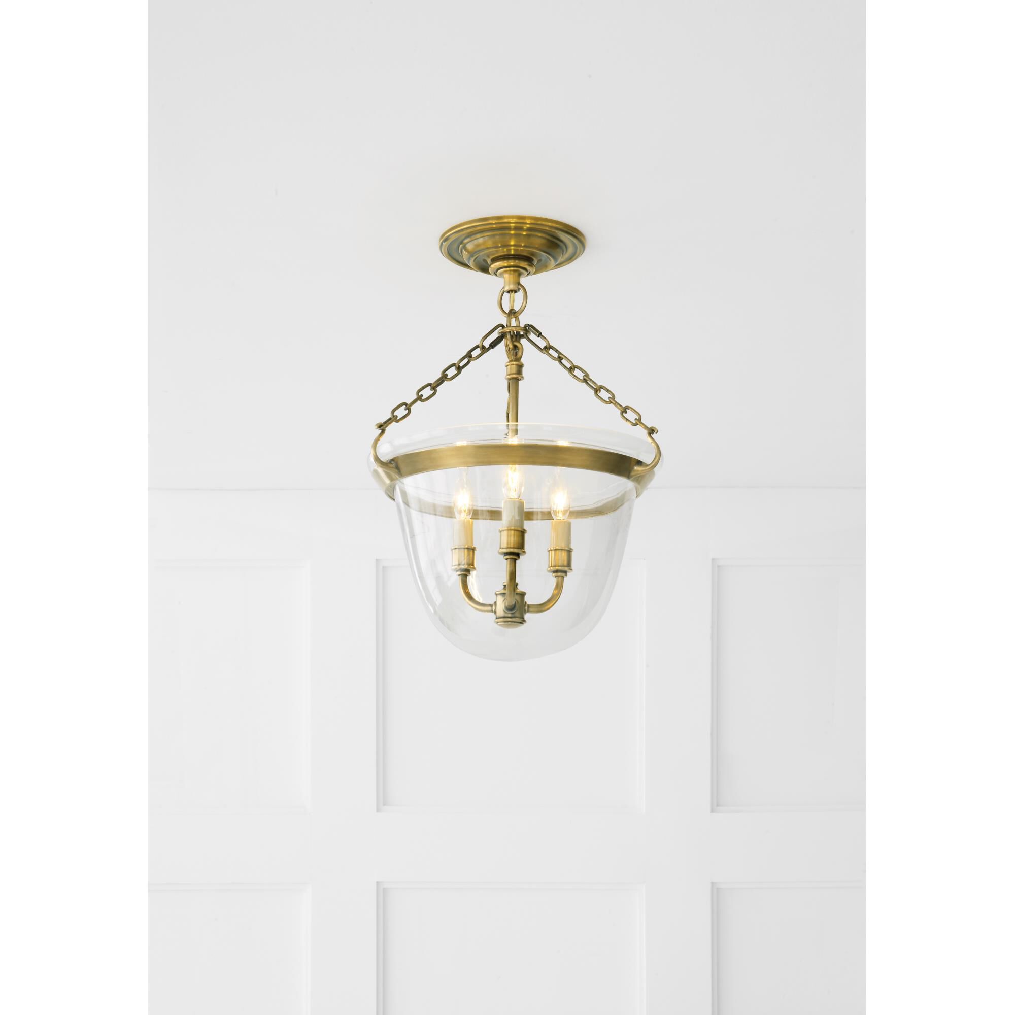 Chapman & Myers Country Bell Jar 13 Inch 3 Light Semi Flush Mount by Visual Comfort Signature Collection