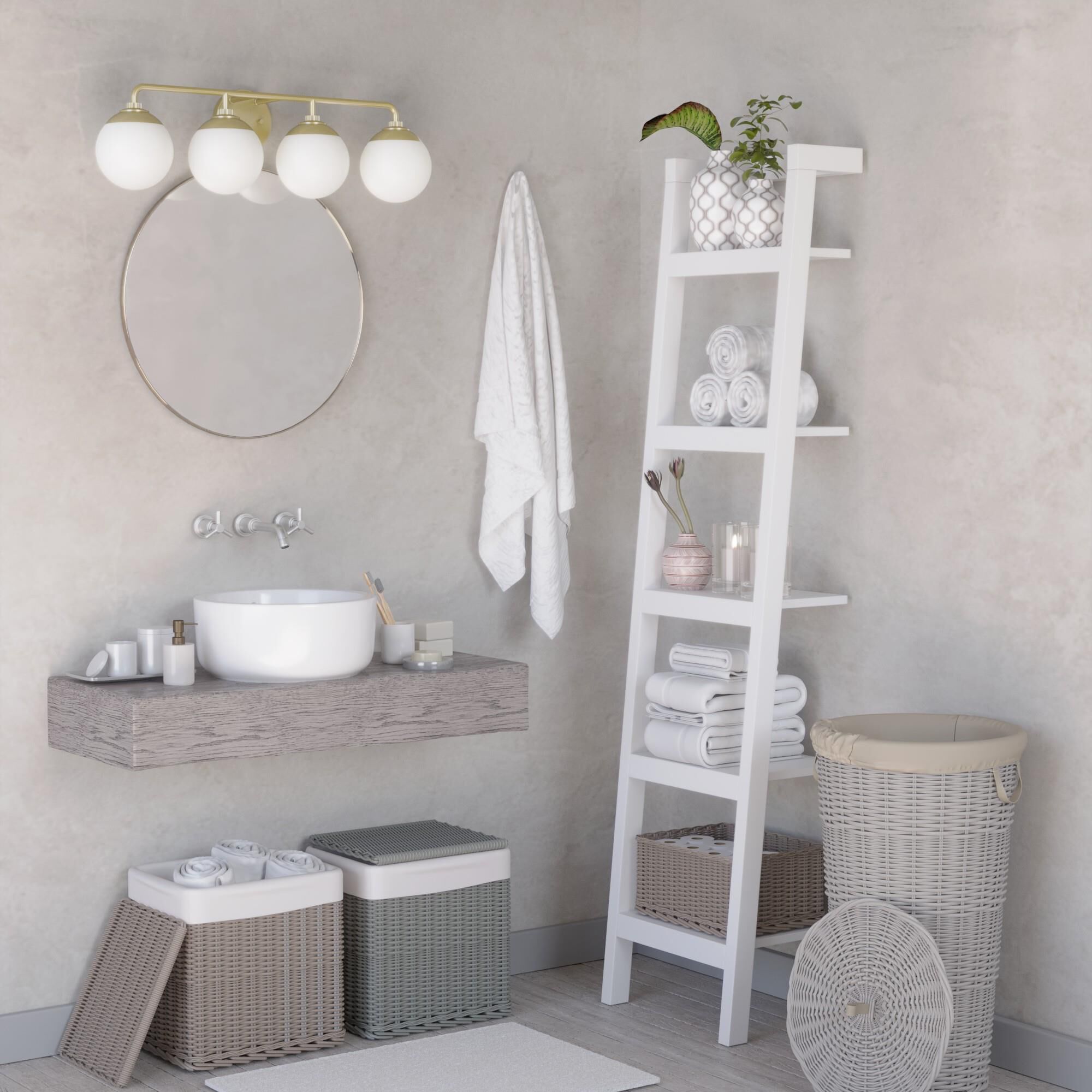 Shown in Painted Modern Brass finish and Cased White glass