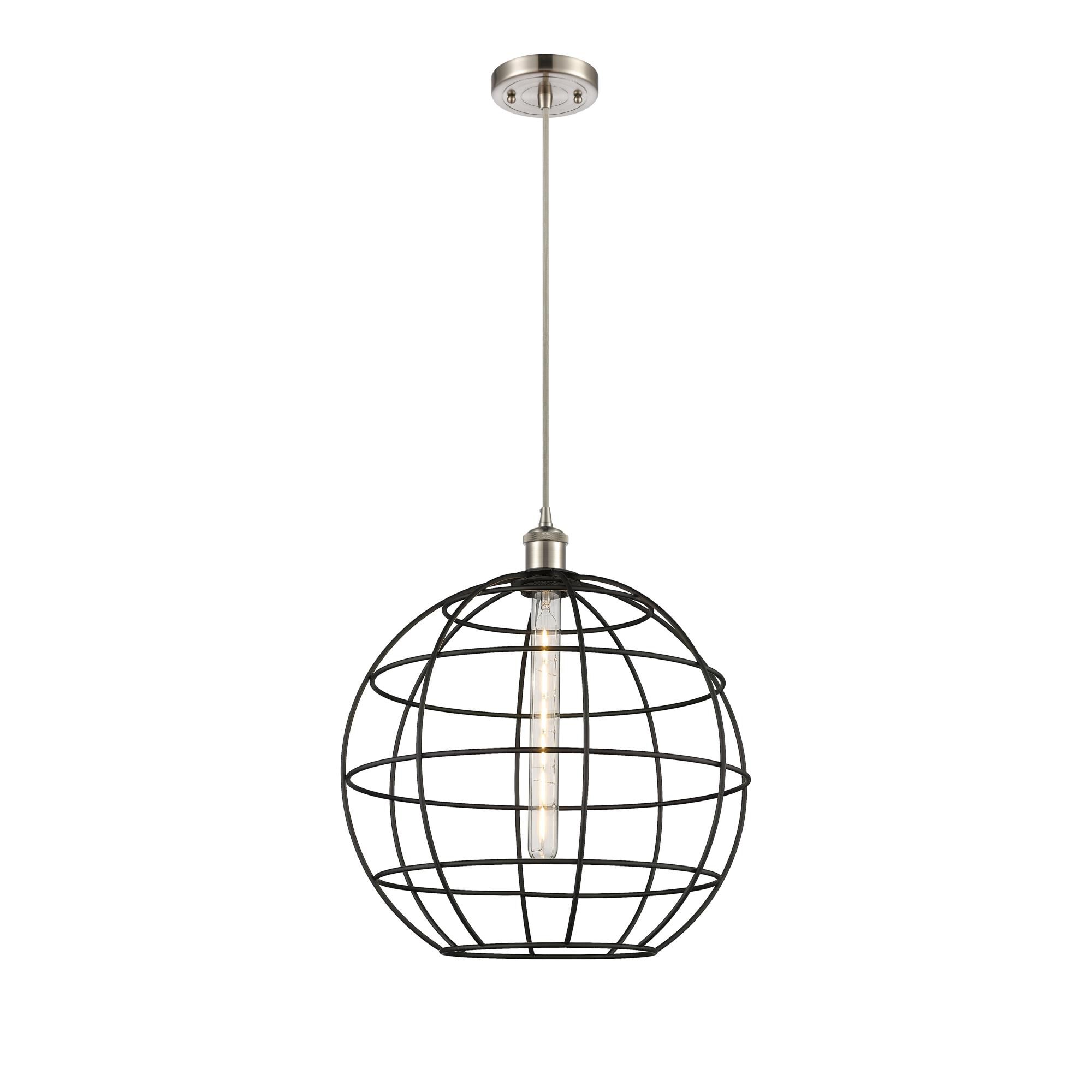 Shown in Satin Nickel finish and Matte Black shade