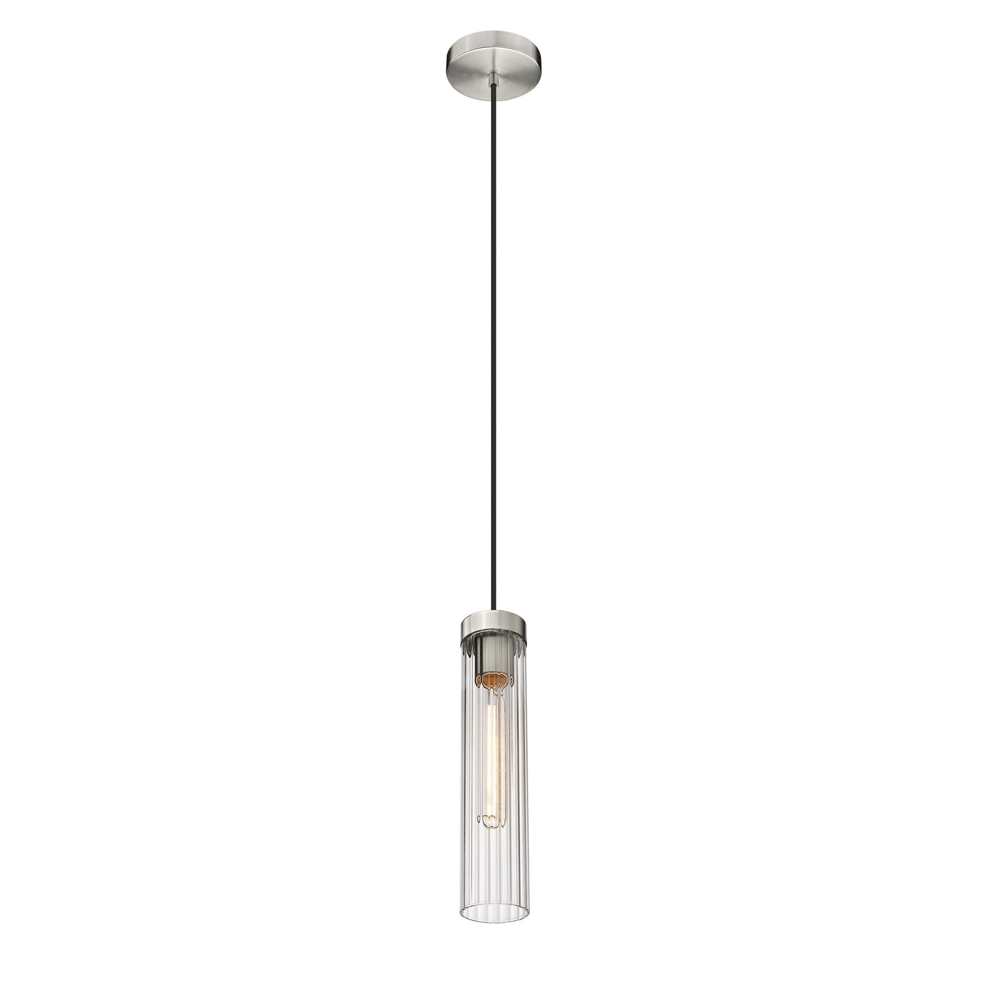 Shown in Brushed Nickel finish and Clear glass