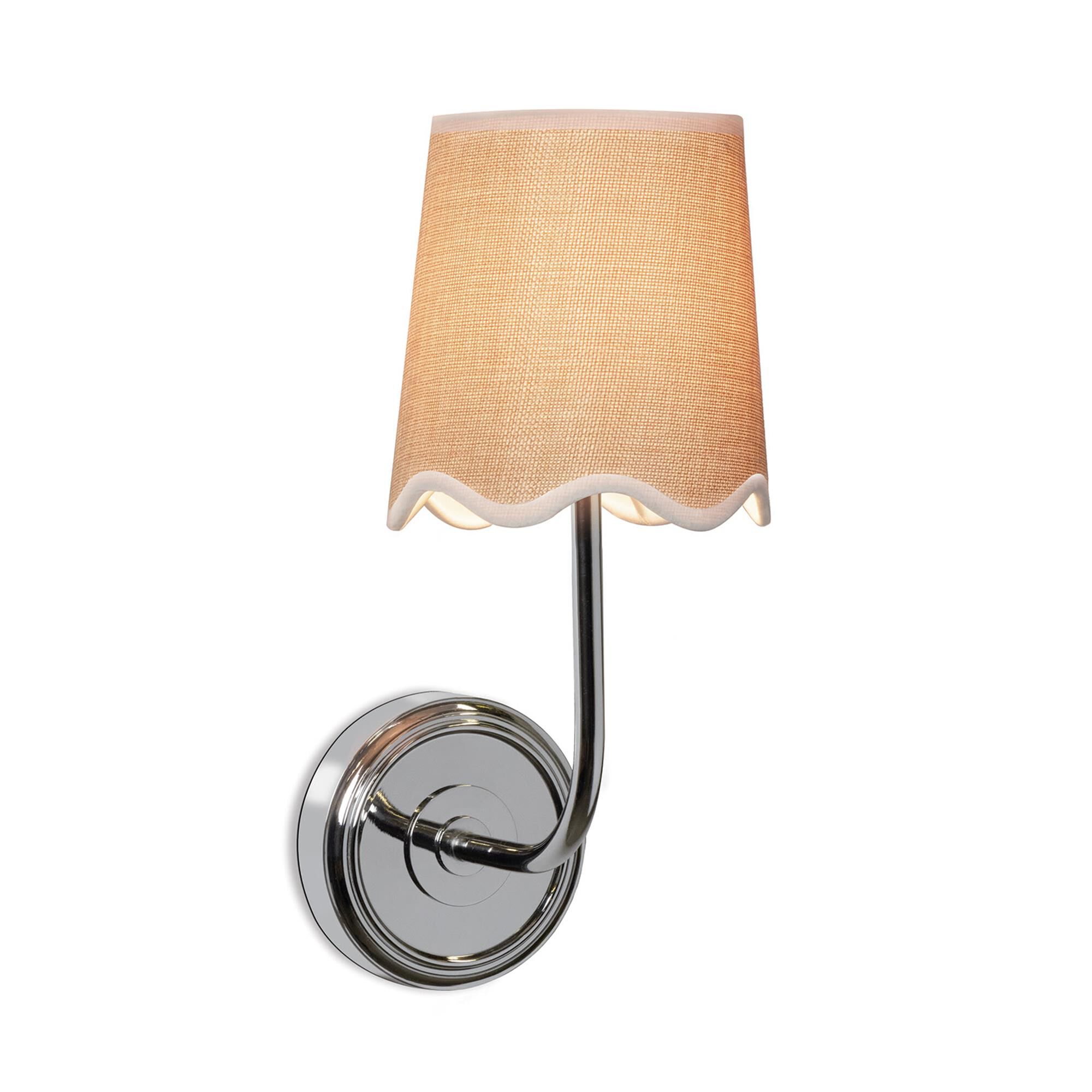 Shown in Polished Nickel finish and Linen shade