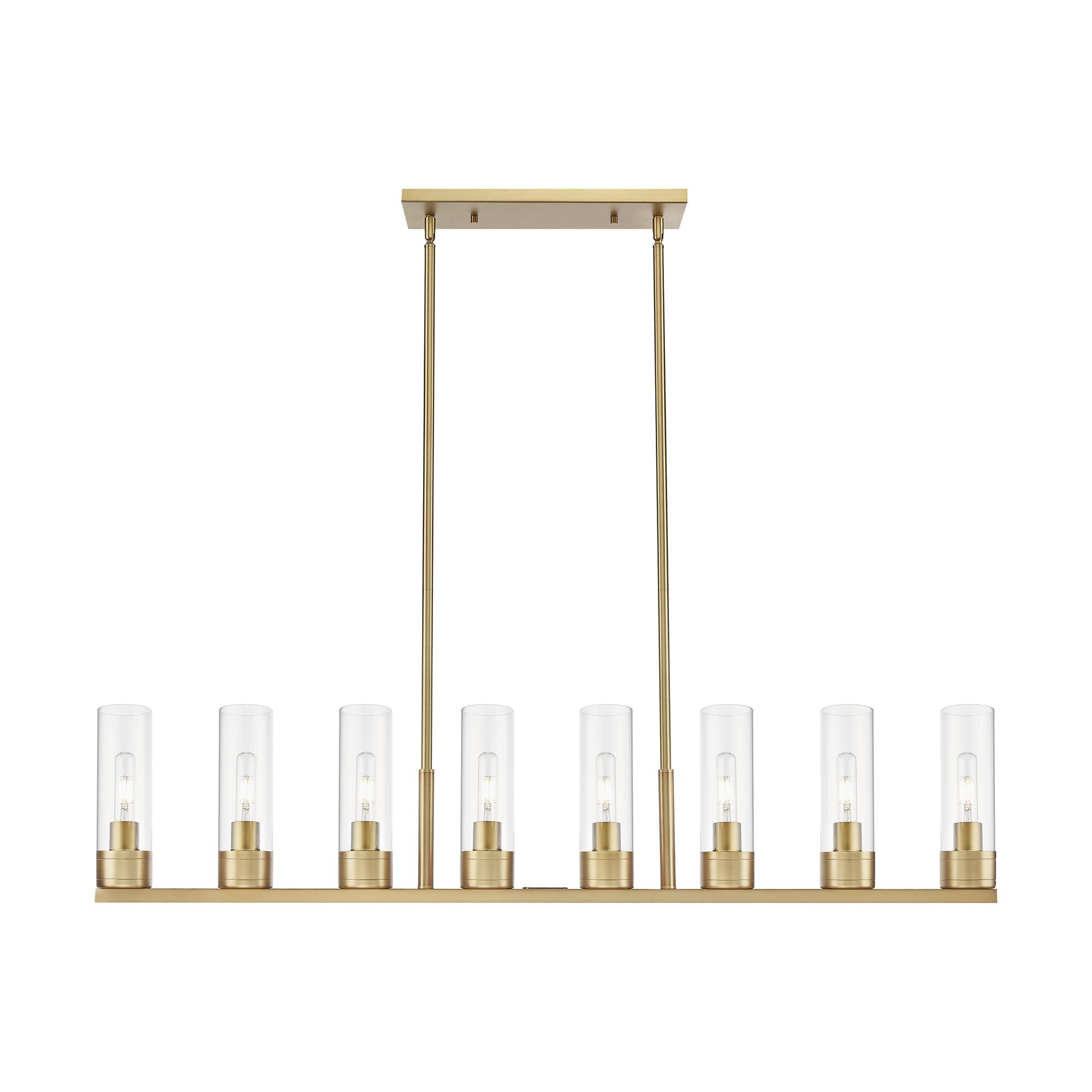 Shown in Brushed Brass finish and Clear glass
