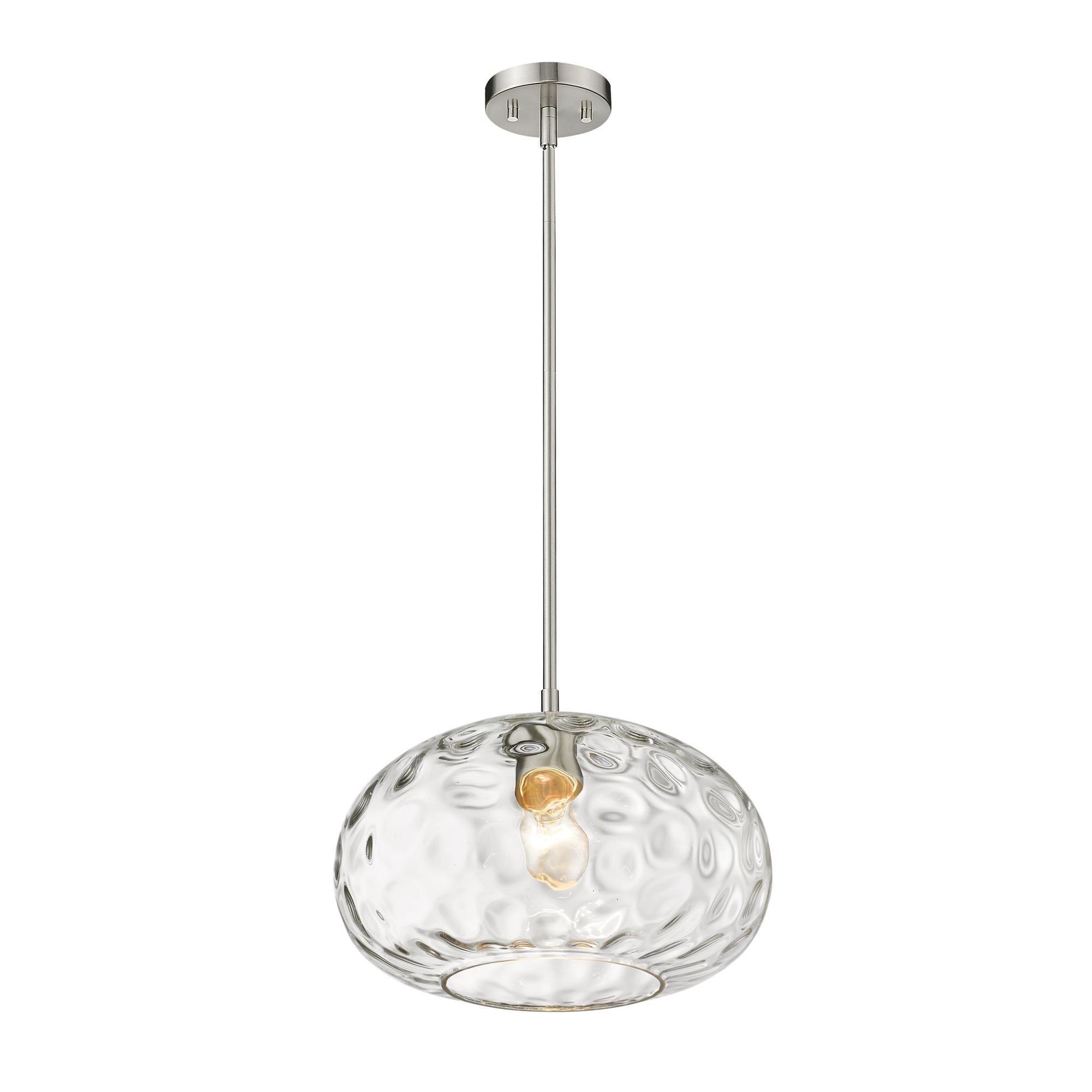Shown in Brushed Nickel finish and Glass shade