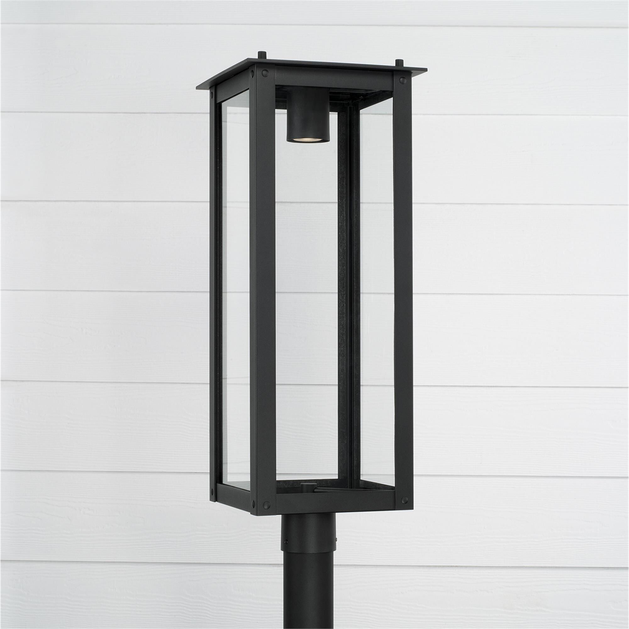 Shown in Black finish and Clear glass