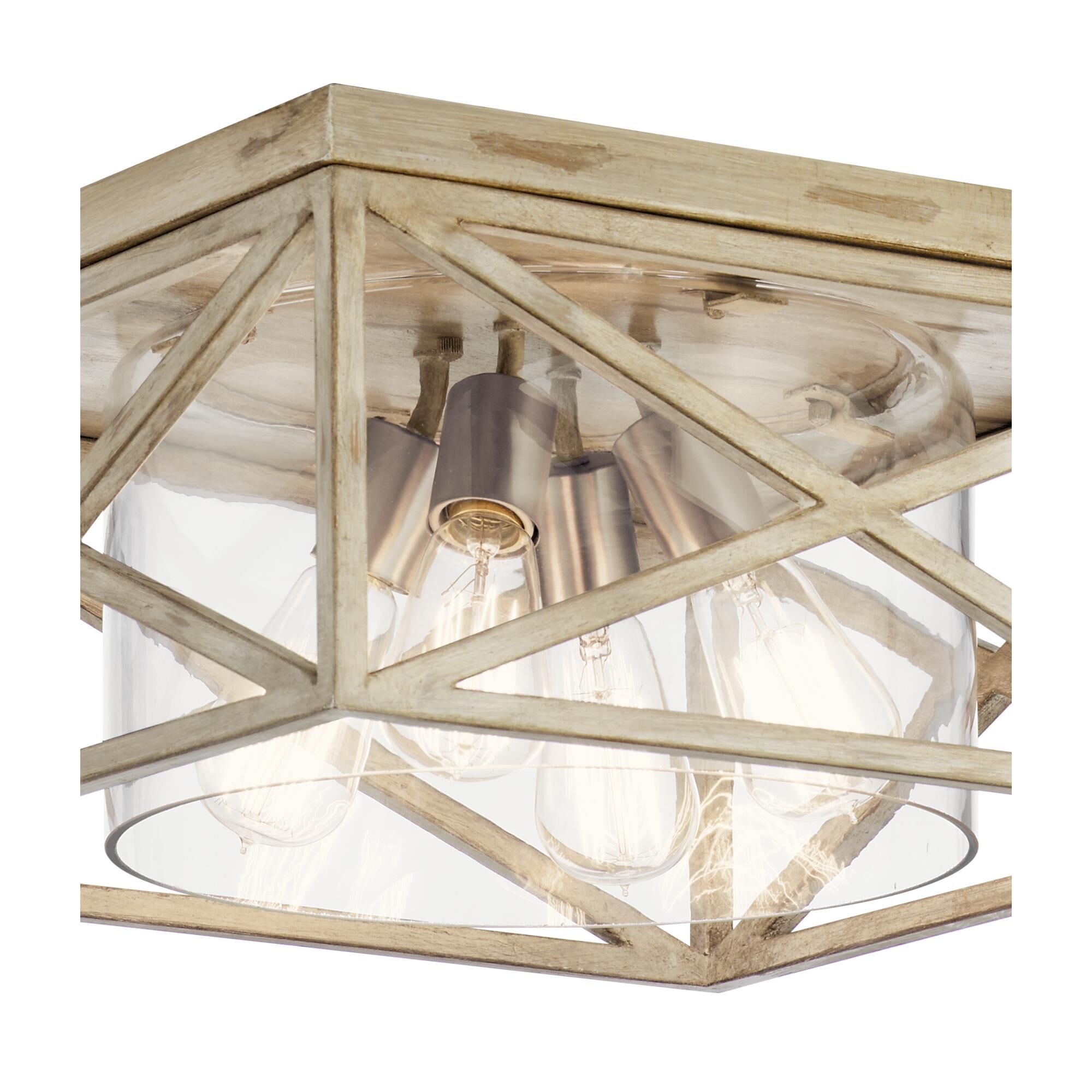 Shown in Distressed Antique White finish and Clear glass